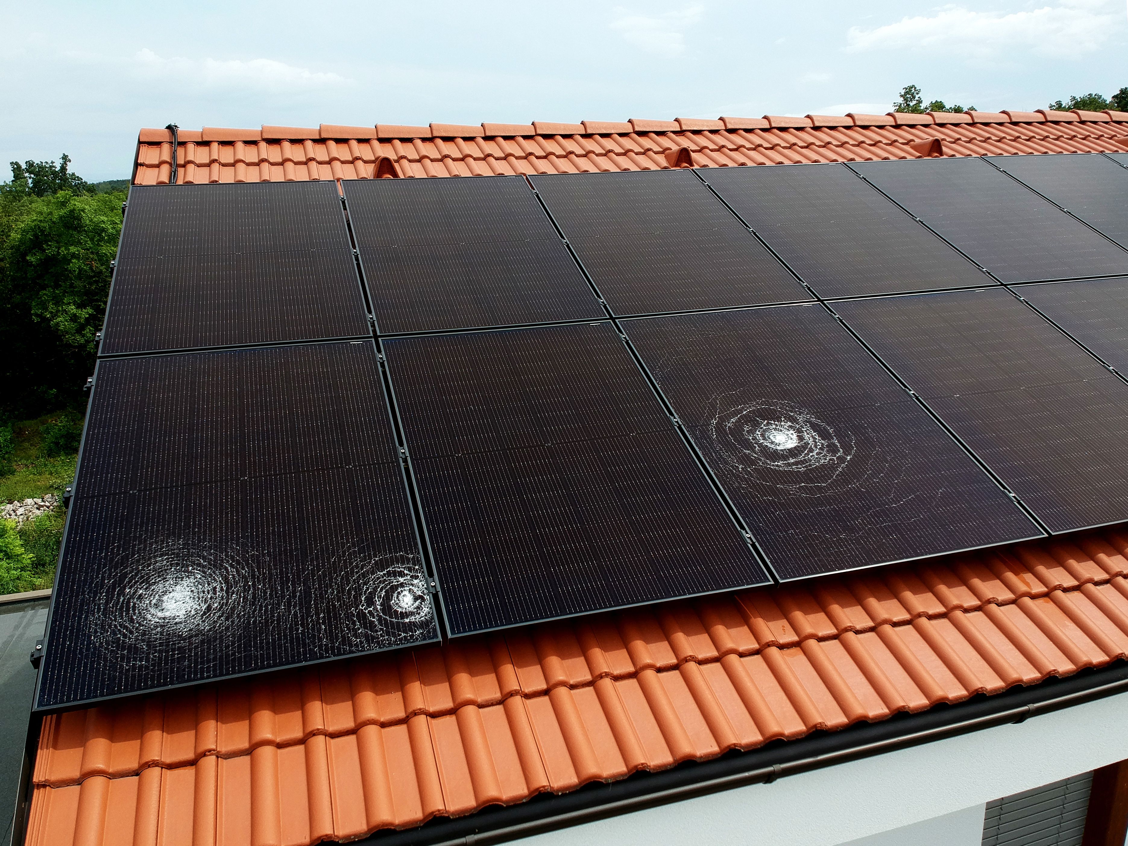 damaged solar panels