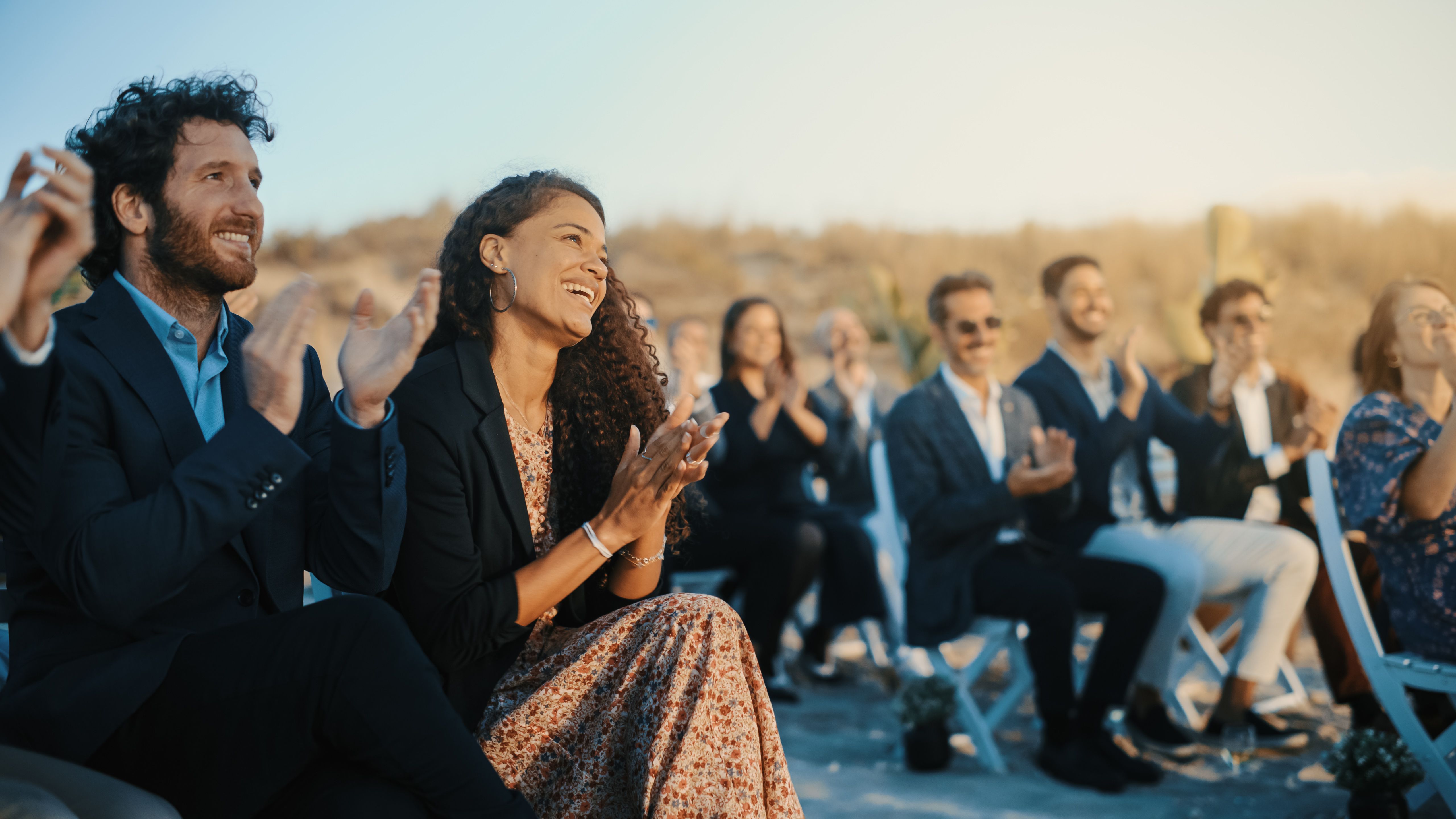 beach wedding guests