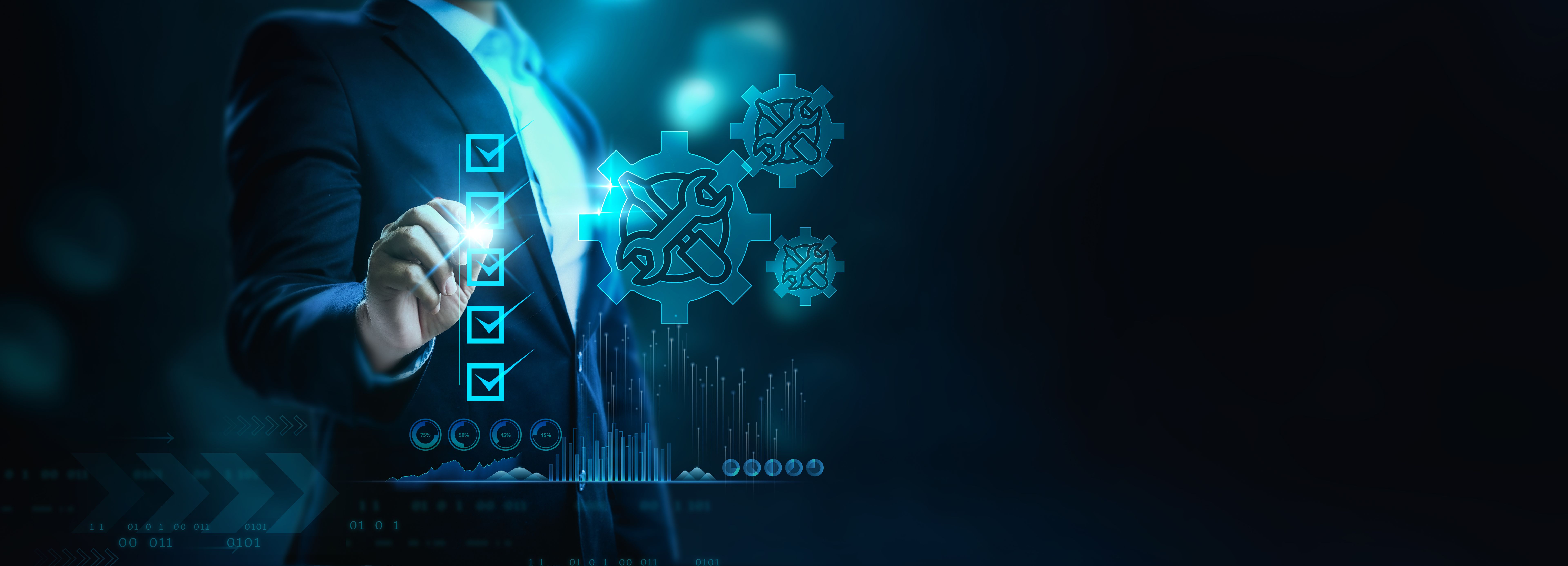 Businessman check&nbsp;Hand-Touch Maintenance and Repair about assistance and servicing of equipment.