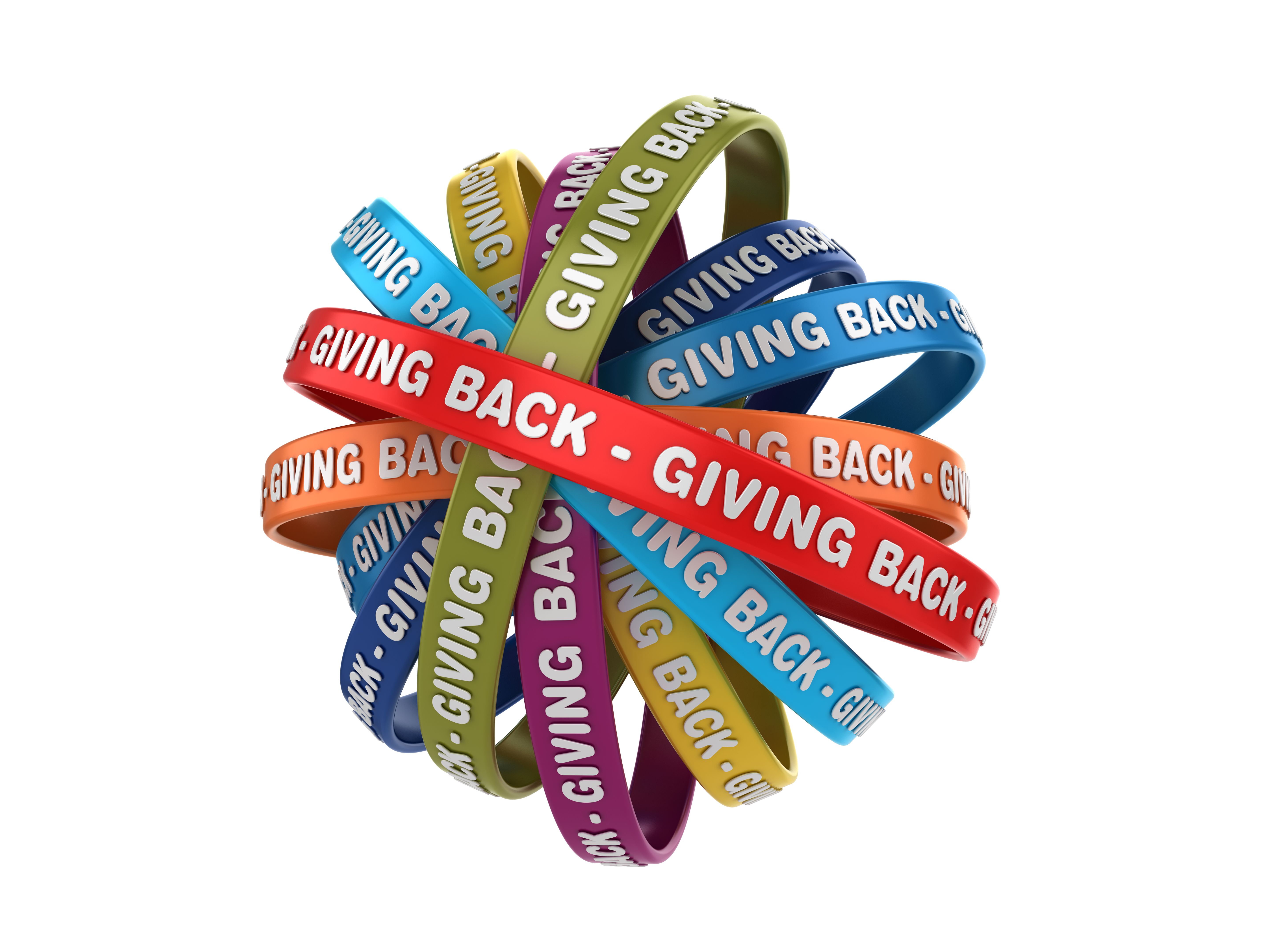 Circular Ribbons with GIVING BACK Phrase - 3D Rendering Circular Ribbons with GIVING BACK Phrase - 3D Rendering