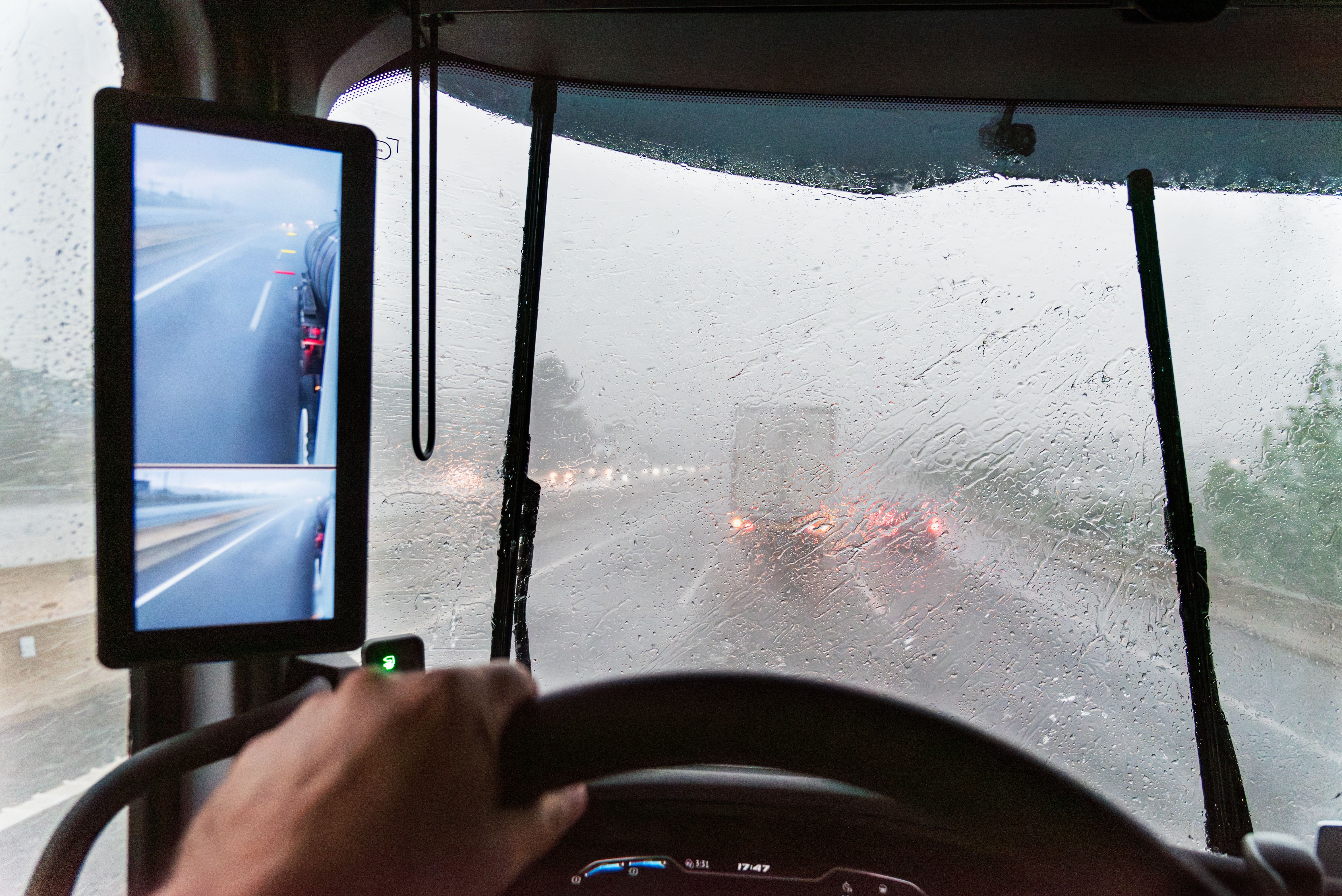semi truck rain