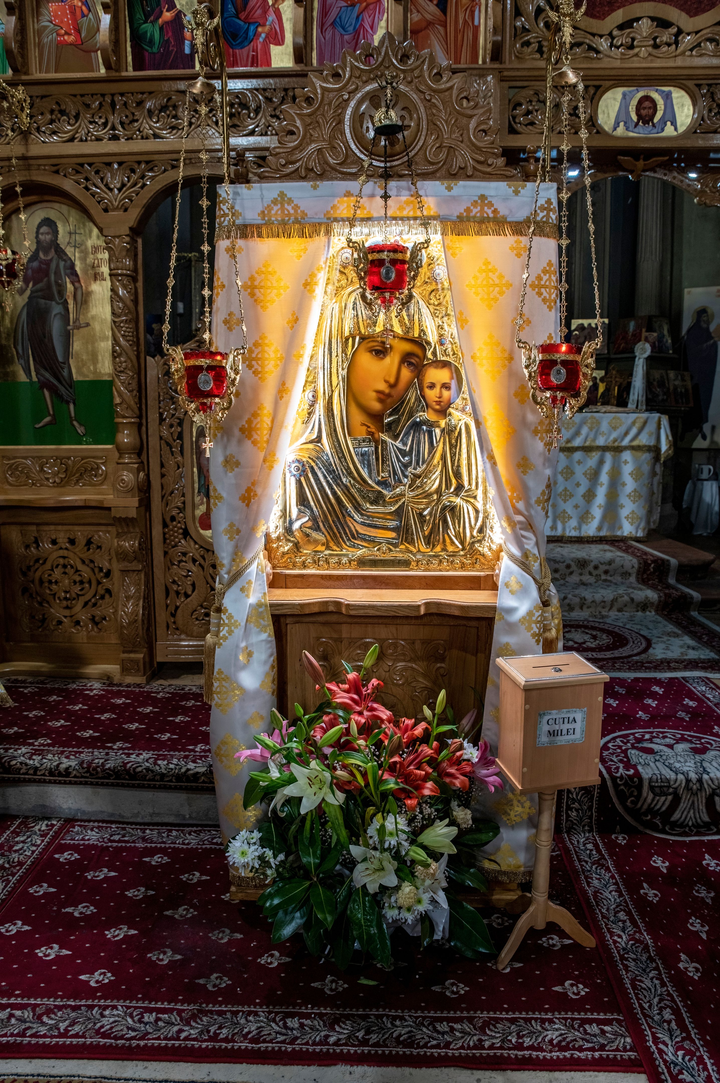 altar with the statue of the Madonna in the Orthodox church altar with the statue of the Madonna in the Orthodox church