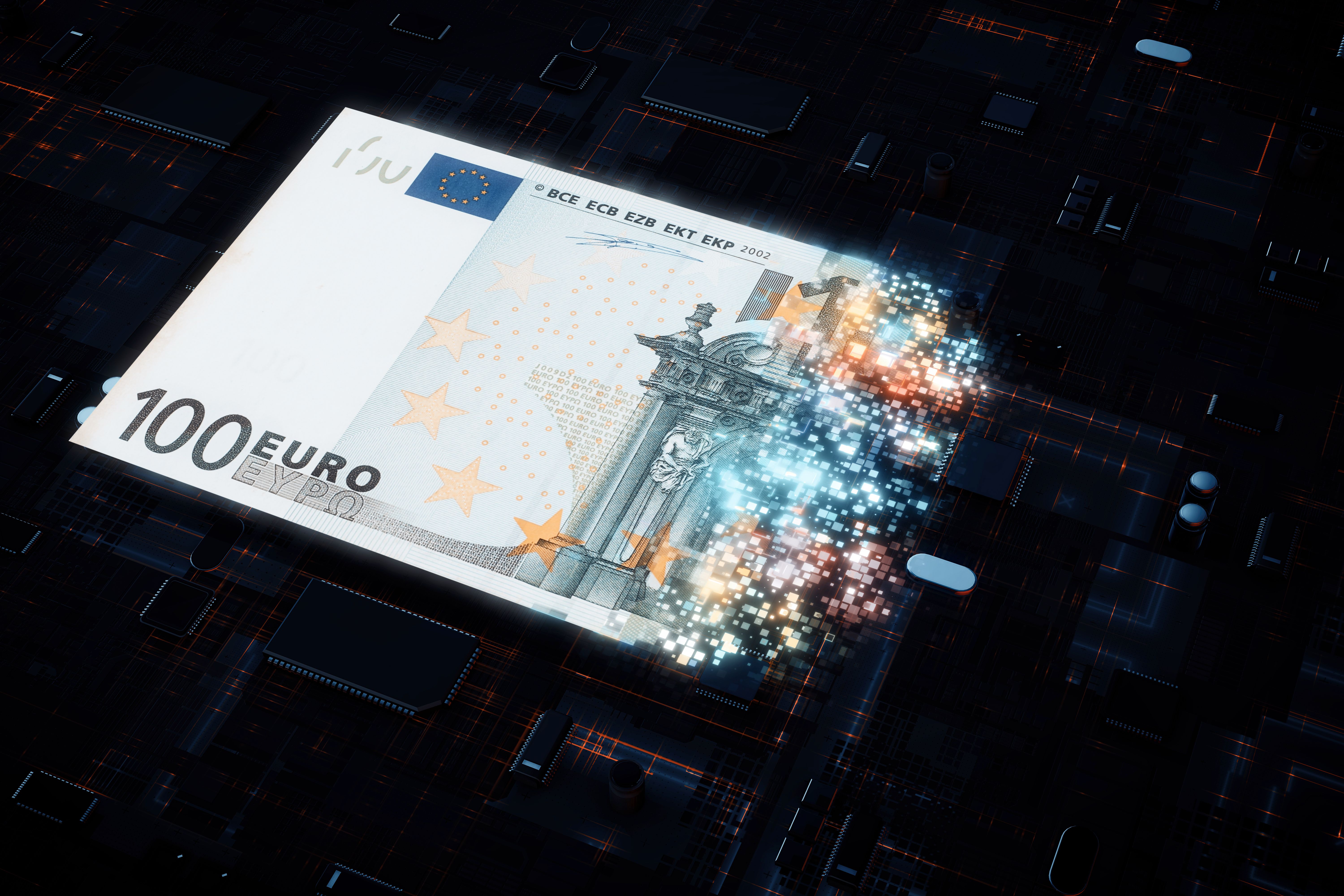 Digital Currency and euro symbol Digital Currency and euro symbol