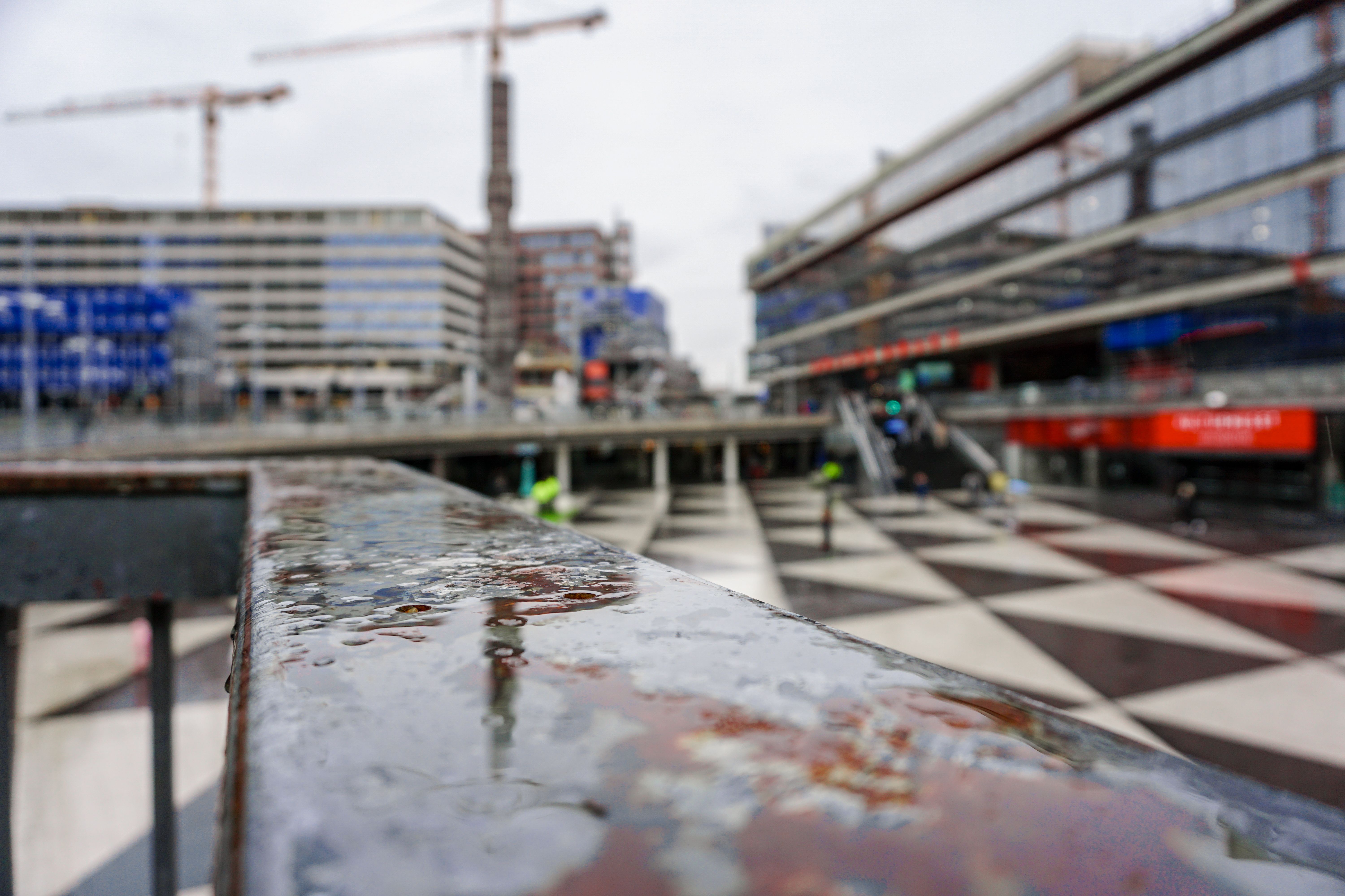 rainy construction site