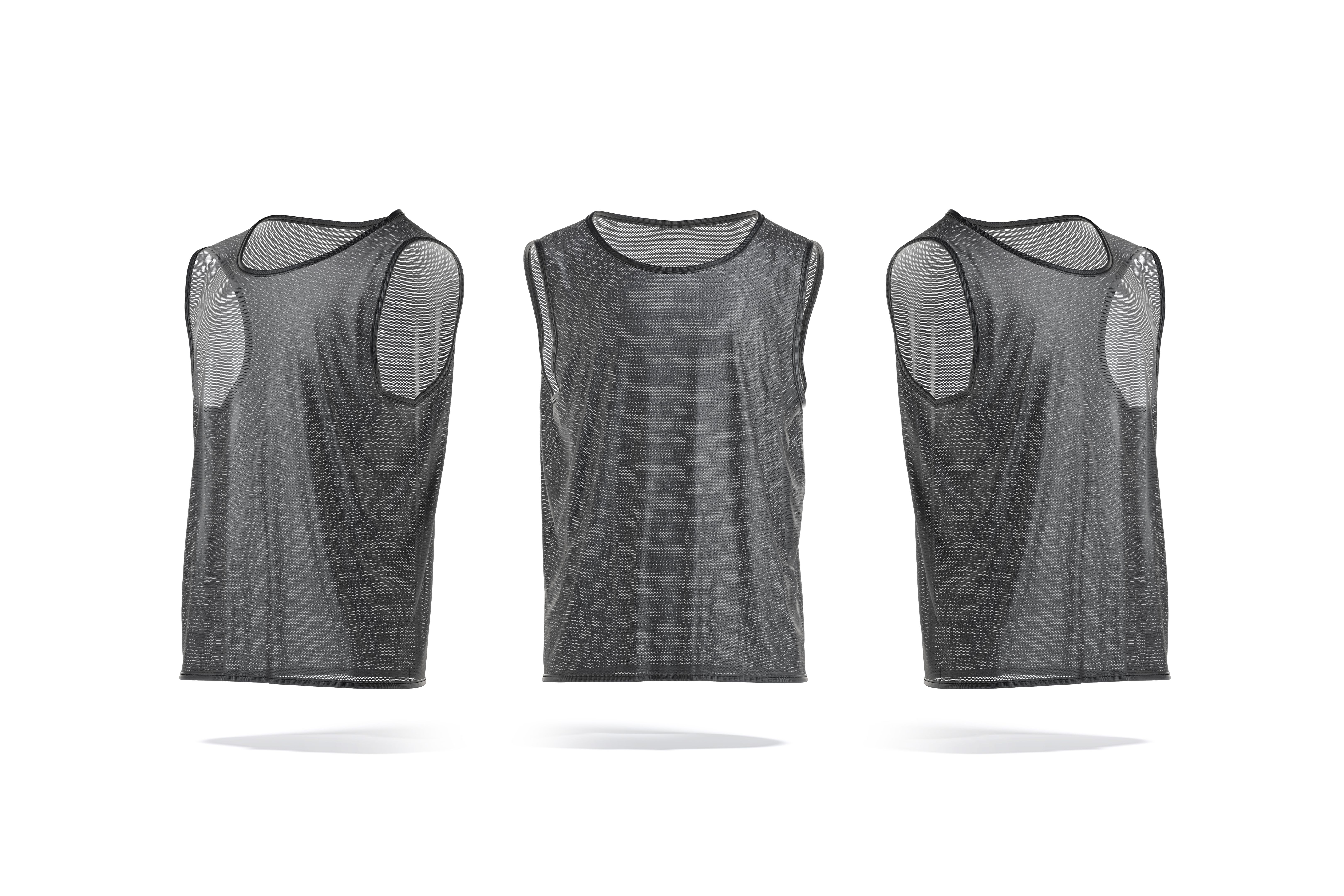 Blank black football team practice vest mockup, front and side
