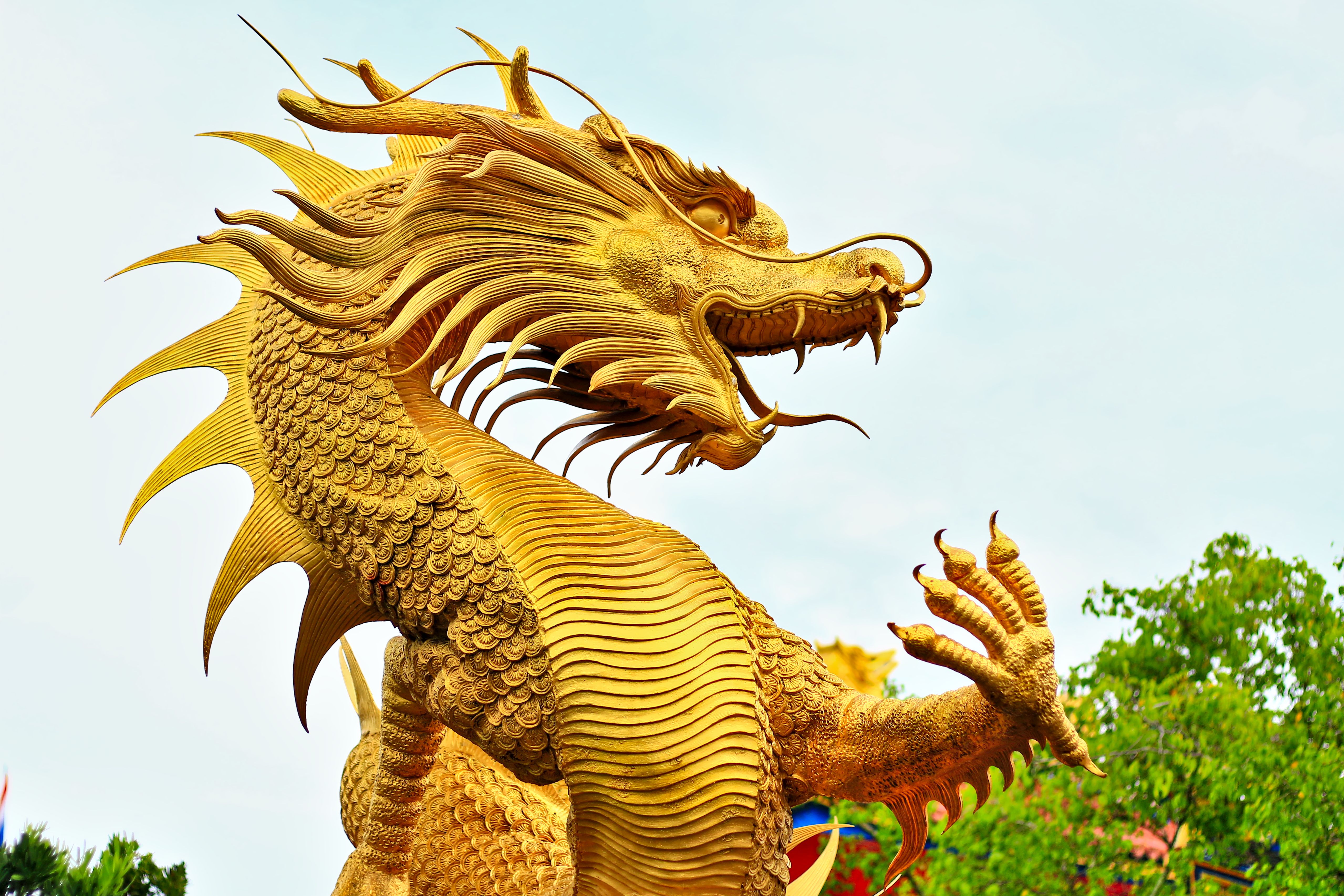 Golden dragon statue