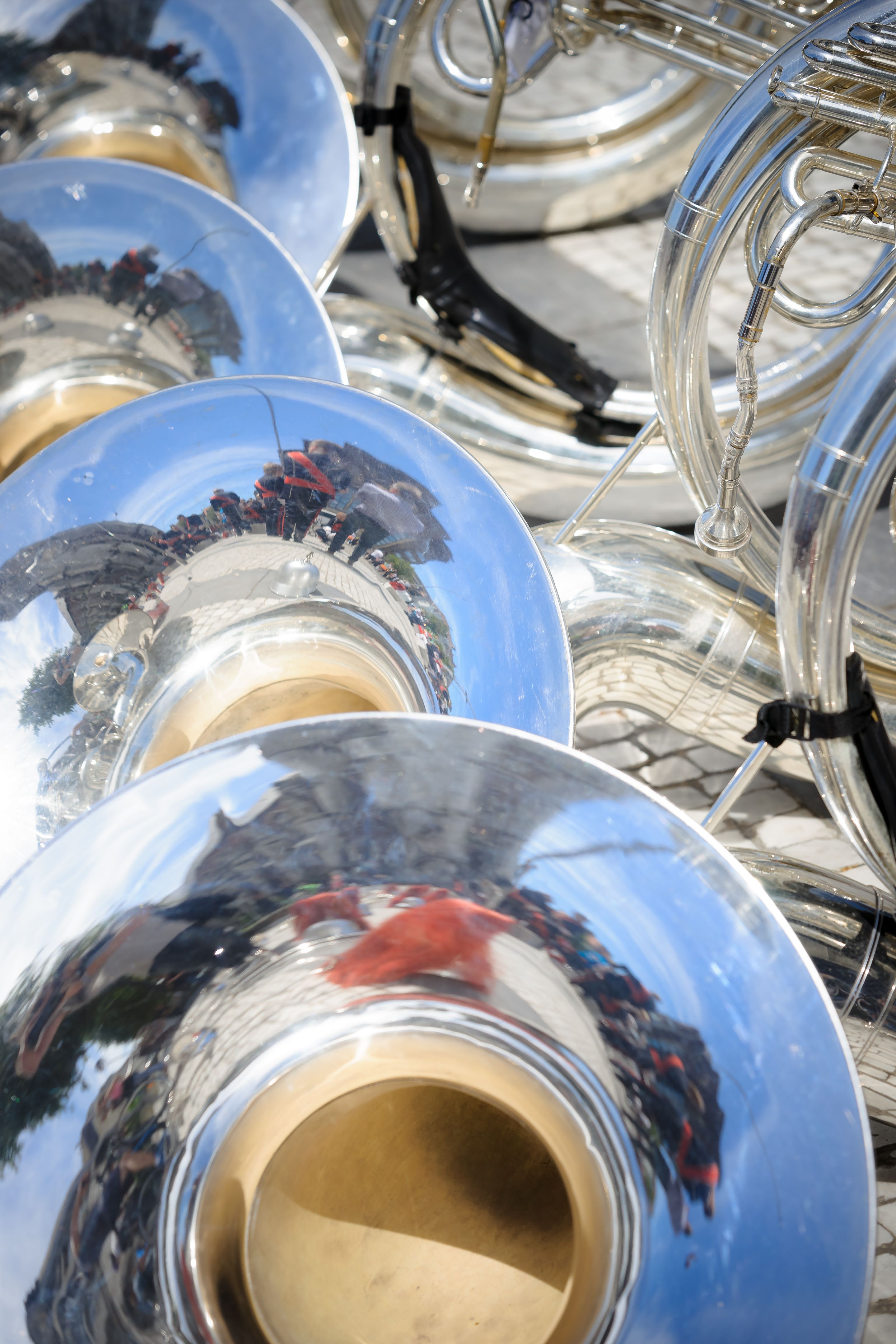 Various instruments and details from a music band of windband
