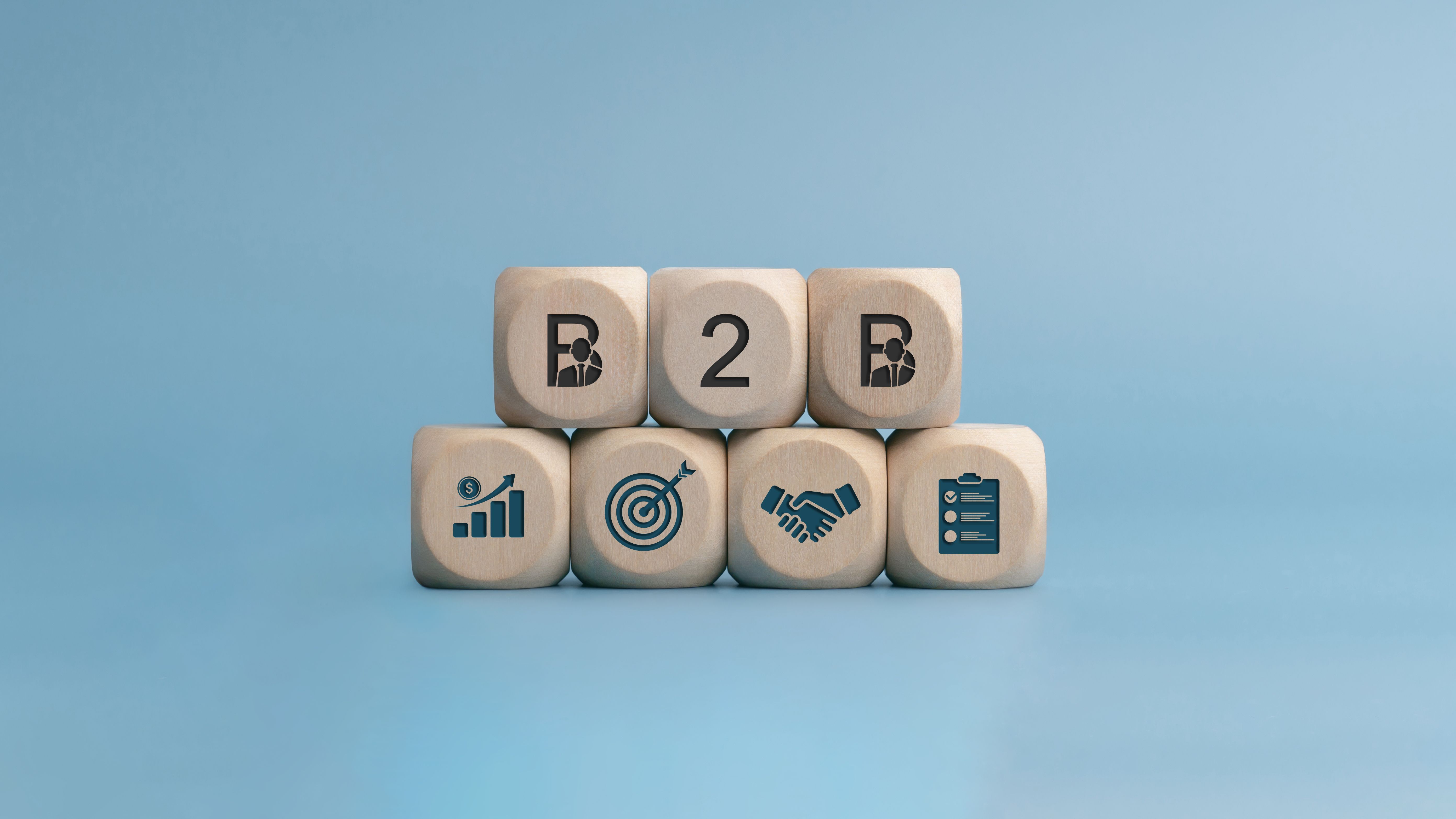 B2B Business to Business Concept, Cooperation and Partnership, Corporate Trade, Networked Global Business