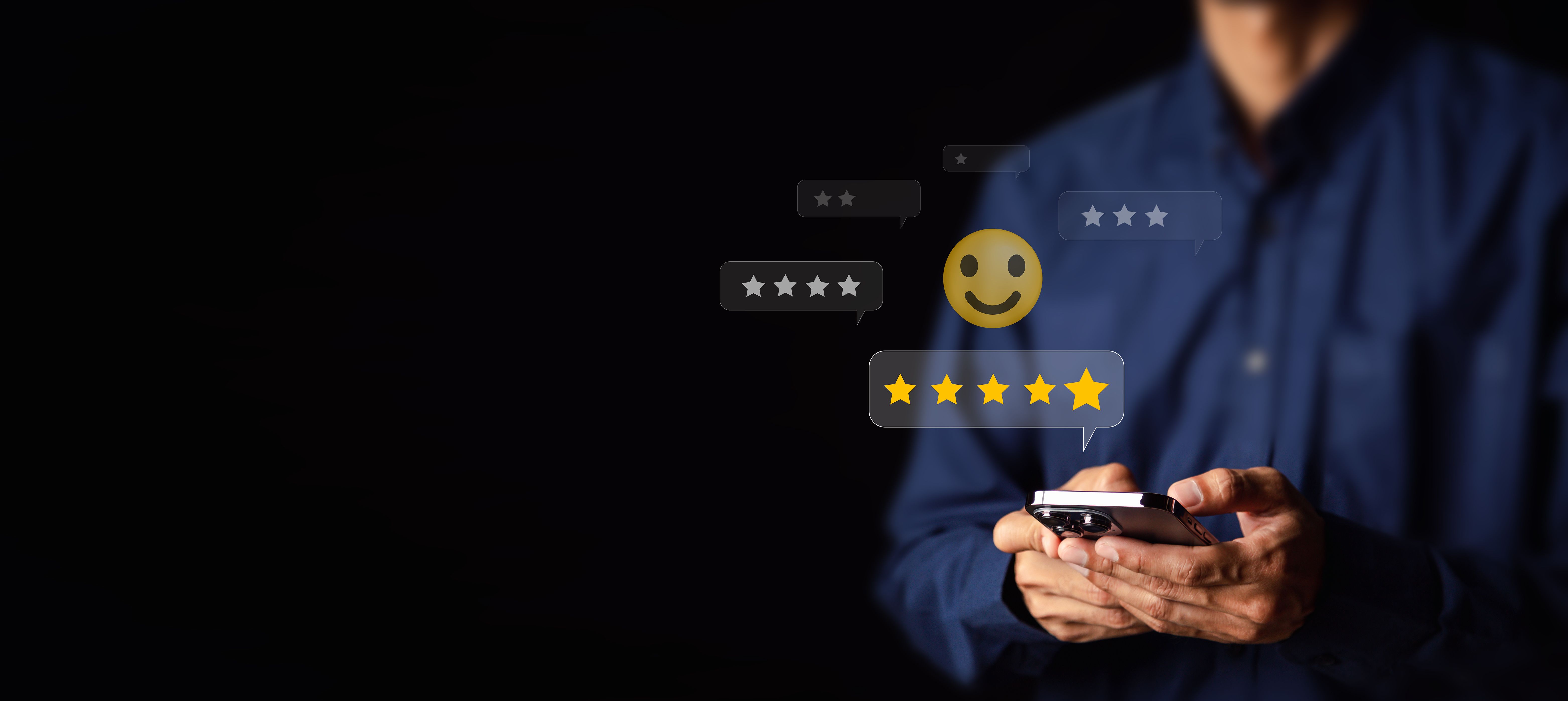 Customer Experience Concept, Best Excellent Services Rating for Satisfaction,excellent rating Five Star. Review, feedback, good, the best of product and service.;