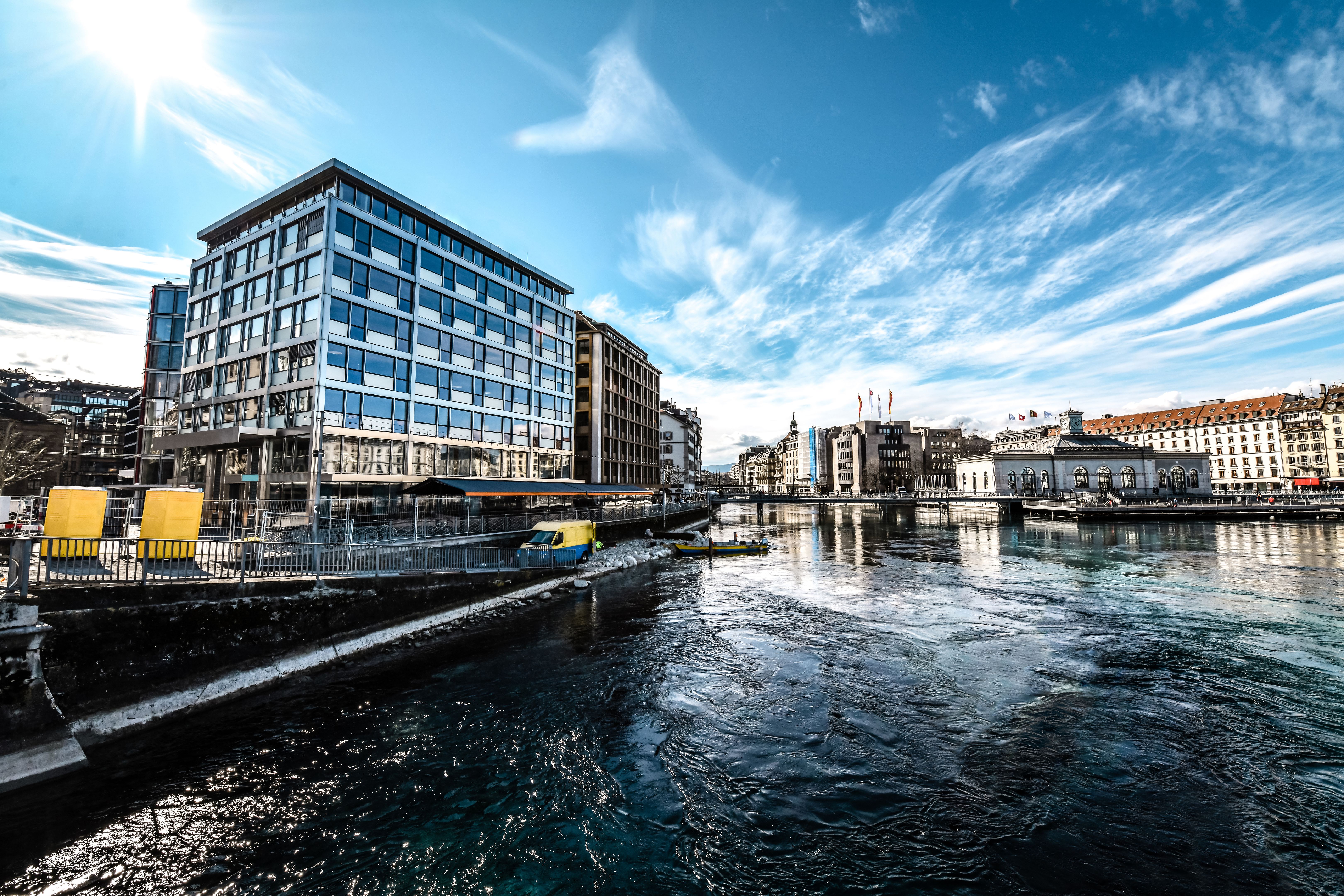 Quay Of Rhône River In Geneva, Switzerland
