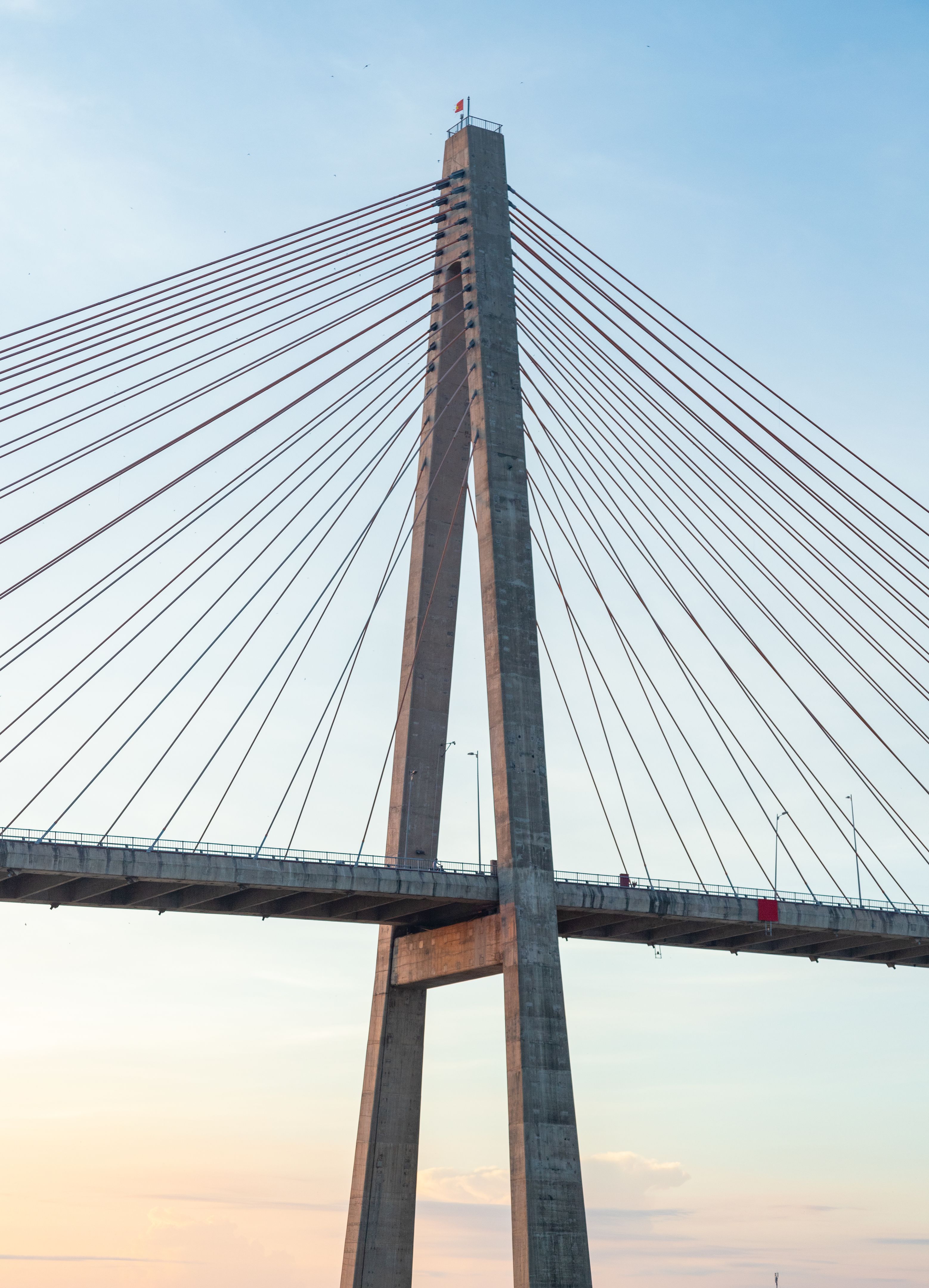 Rach Mieu cable-stayed bridge crosses the Tien River, connecting the two provinces of Ben Tre and Tien Giang, Mekong Delta.