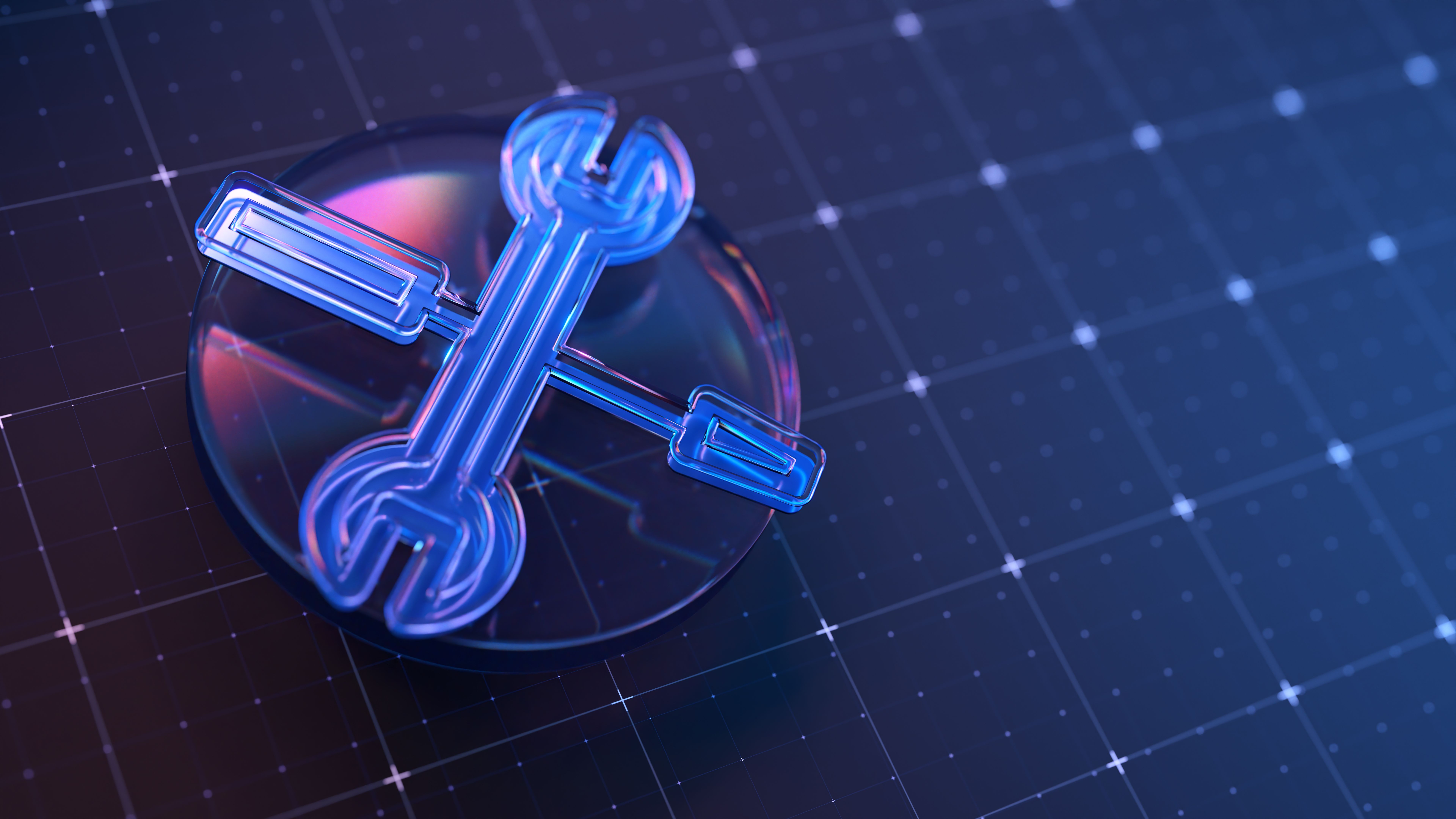 Futuristic Technology Concept with Digital Tools and Grid Background