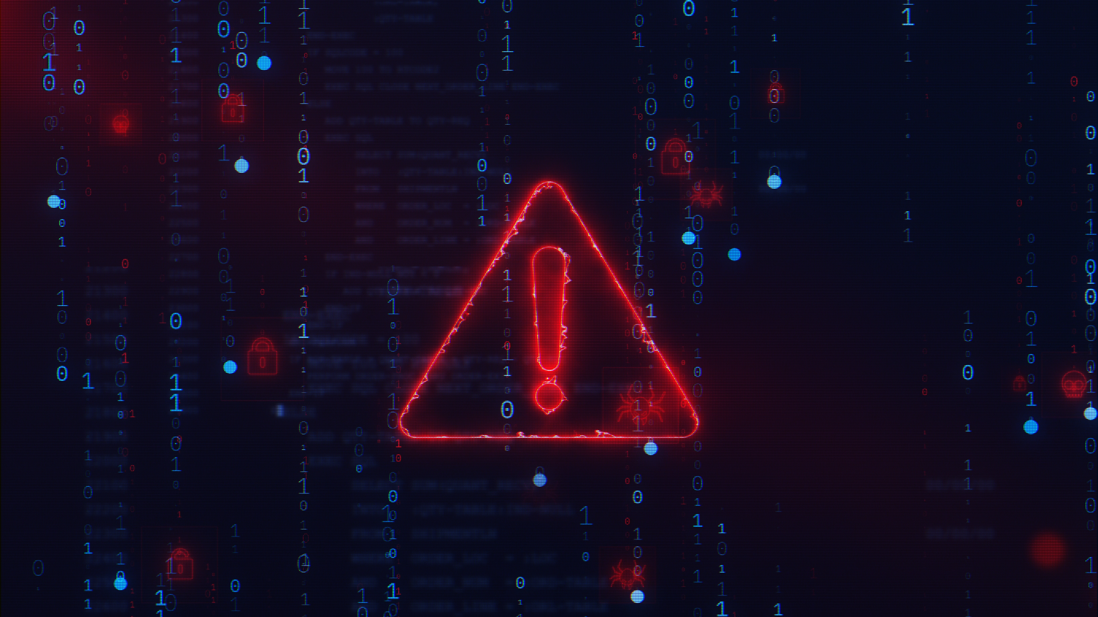 Hacking attack in Progress, Computer Alert Message, System Breach