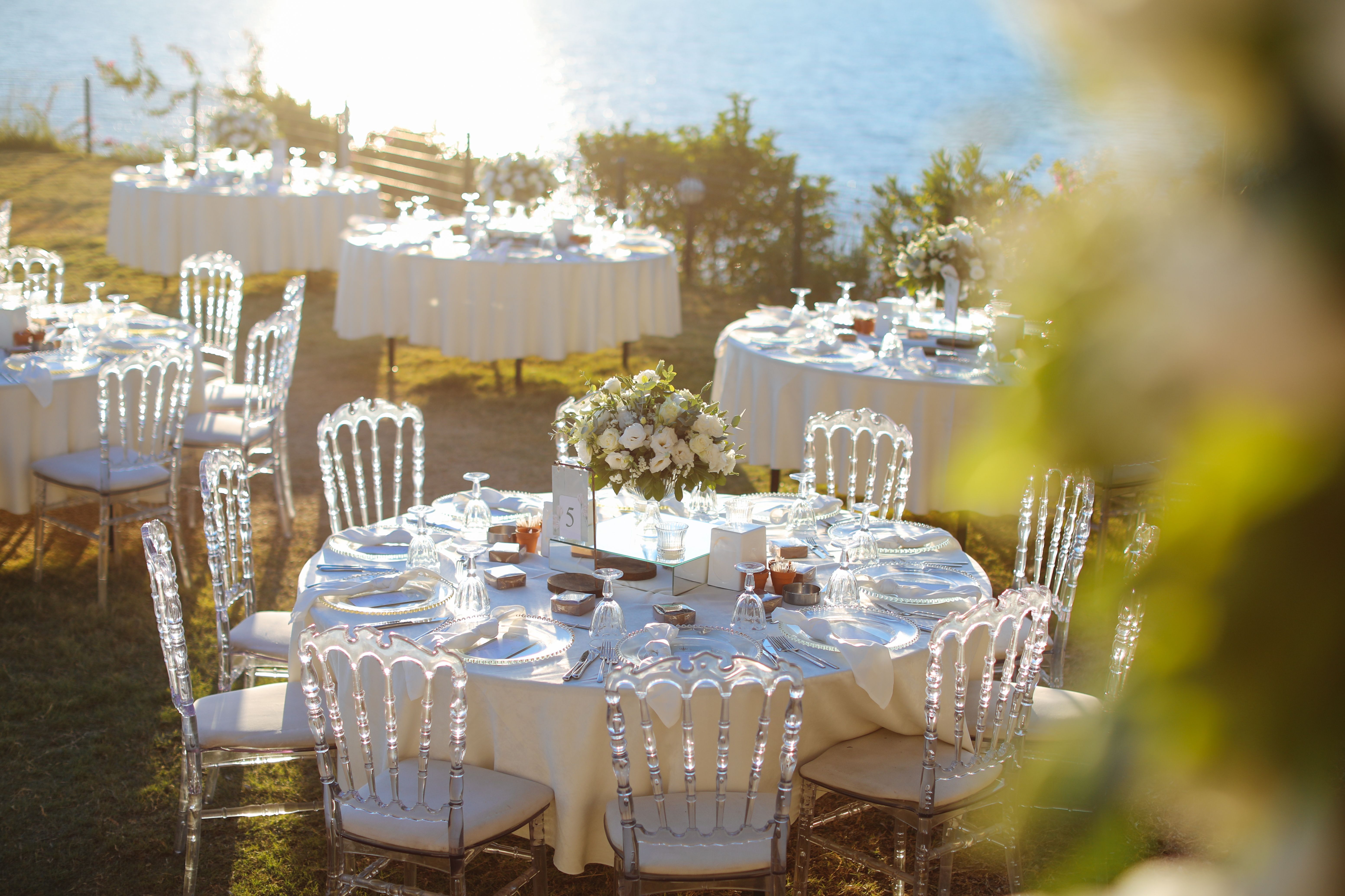 Table setting for an event party or wedding reception