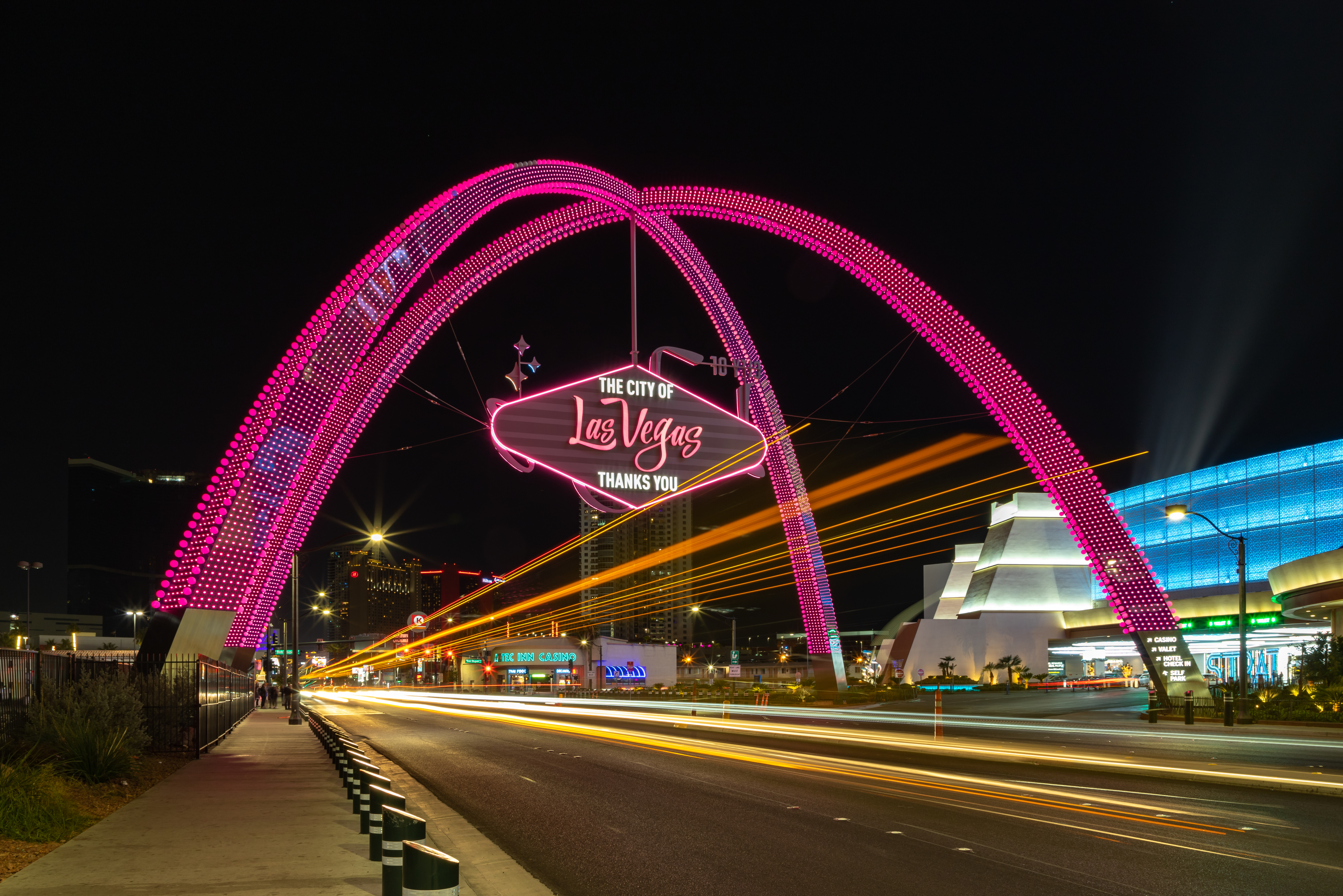 Las Vegas Boulevard Gateway Arches at Night