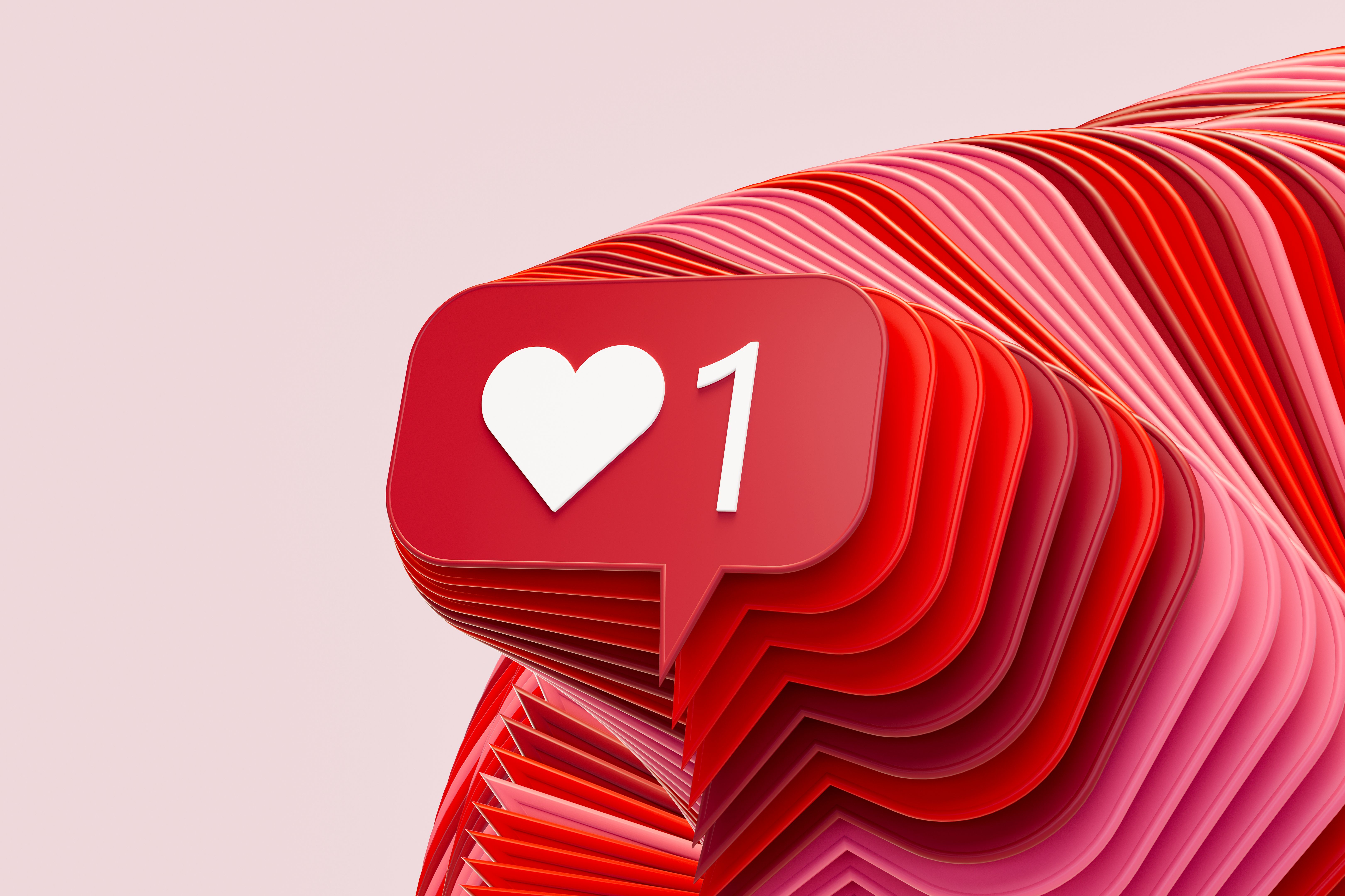 Like Icon Social Media Notification on Speech Bubble with Layered and Twisted Pattern