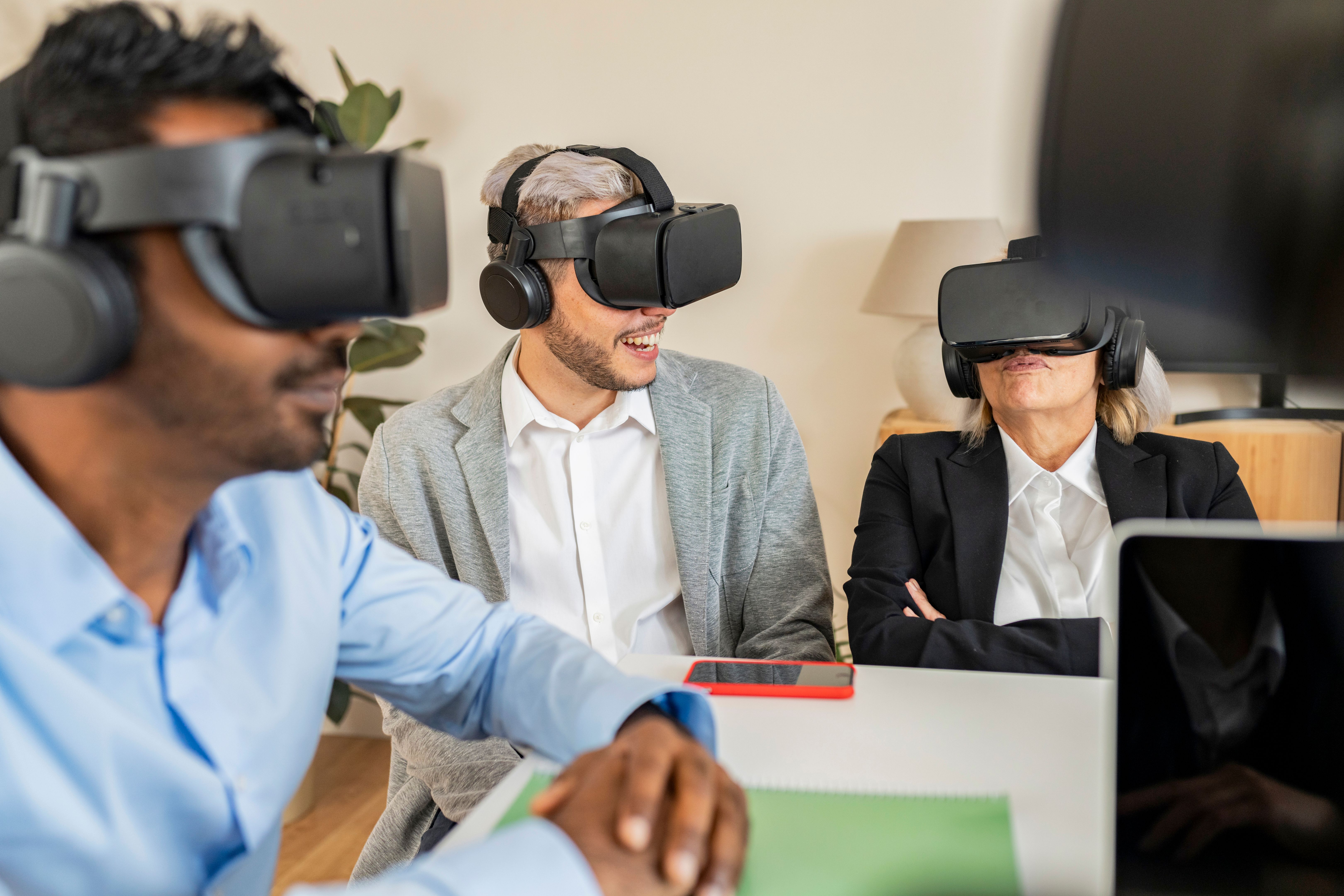 Corporate Team Experiencing Virtual Reality Technology