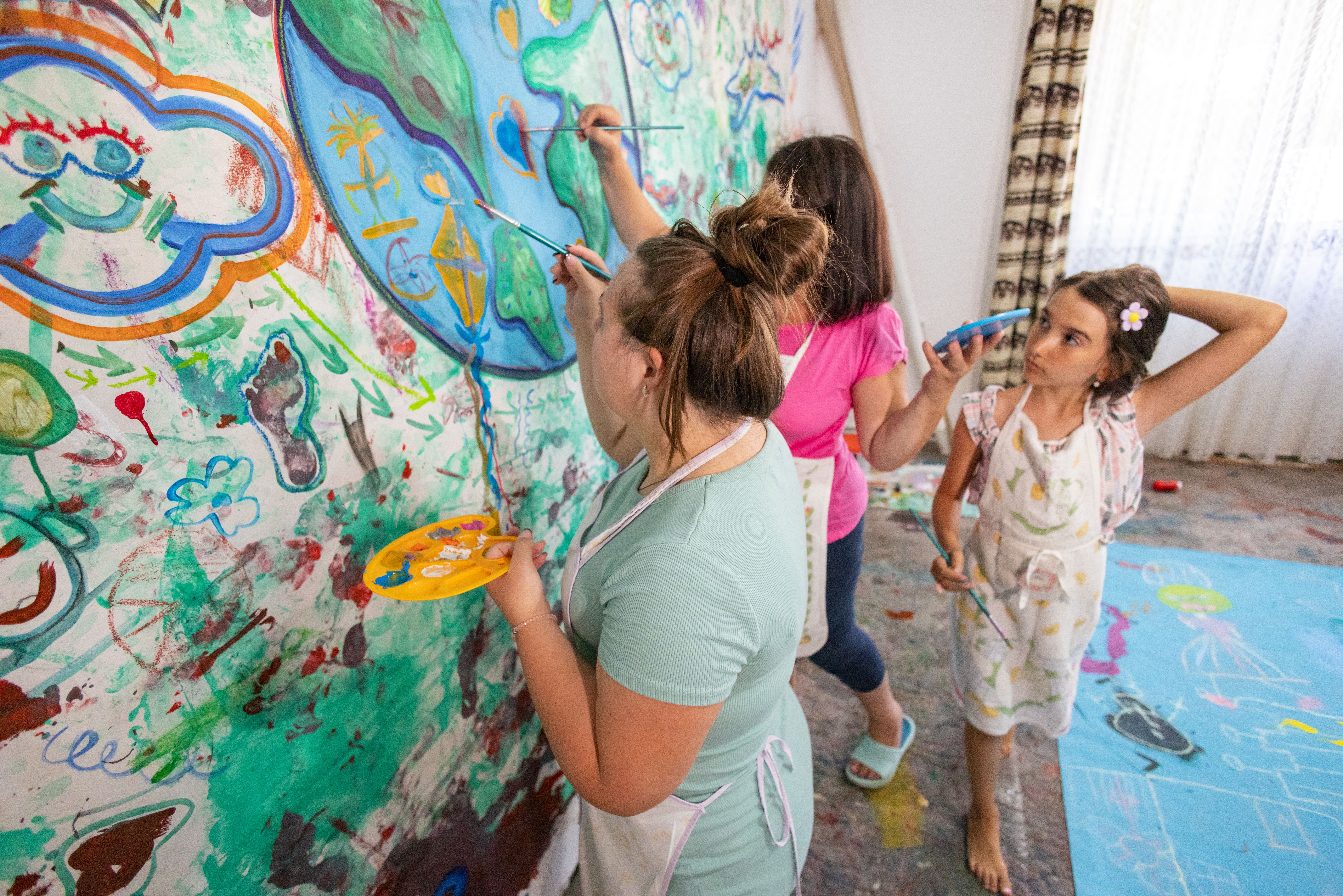 group painting together