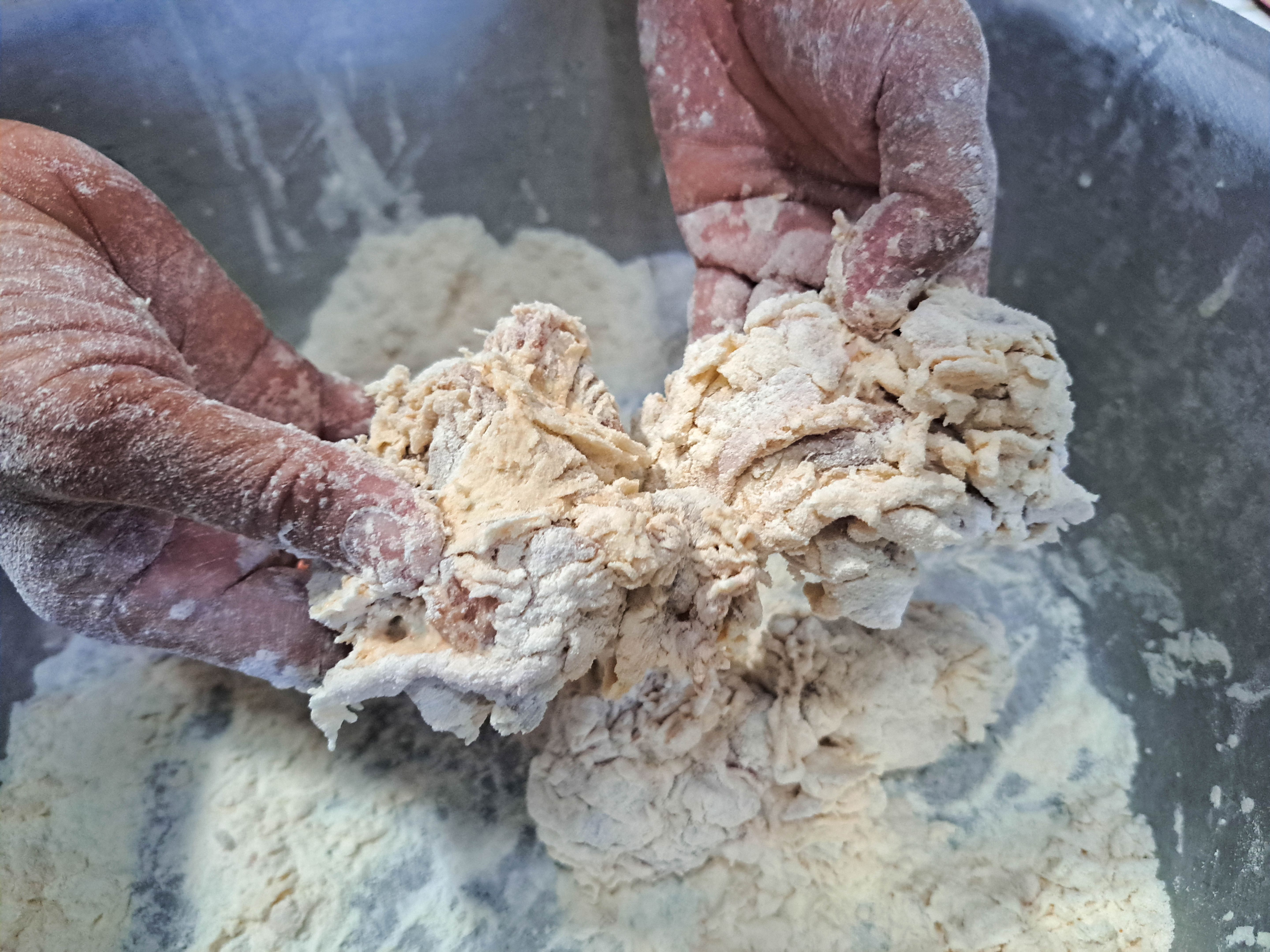 kneading pasta dough