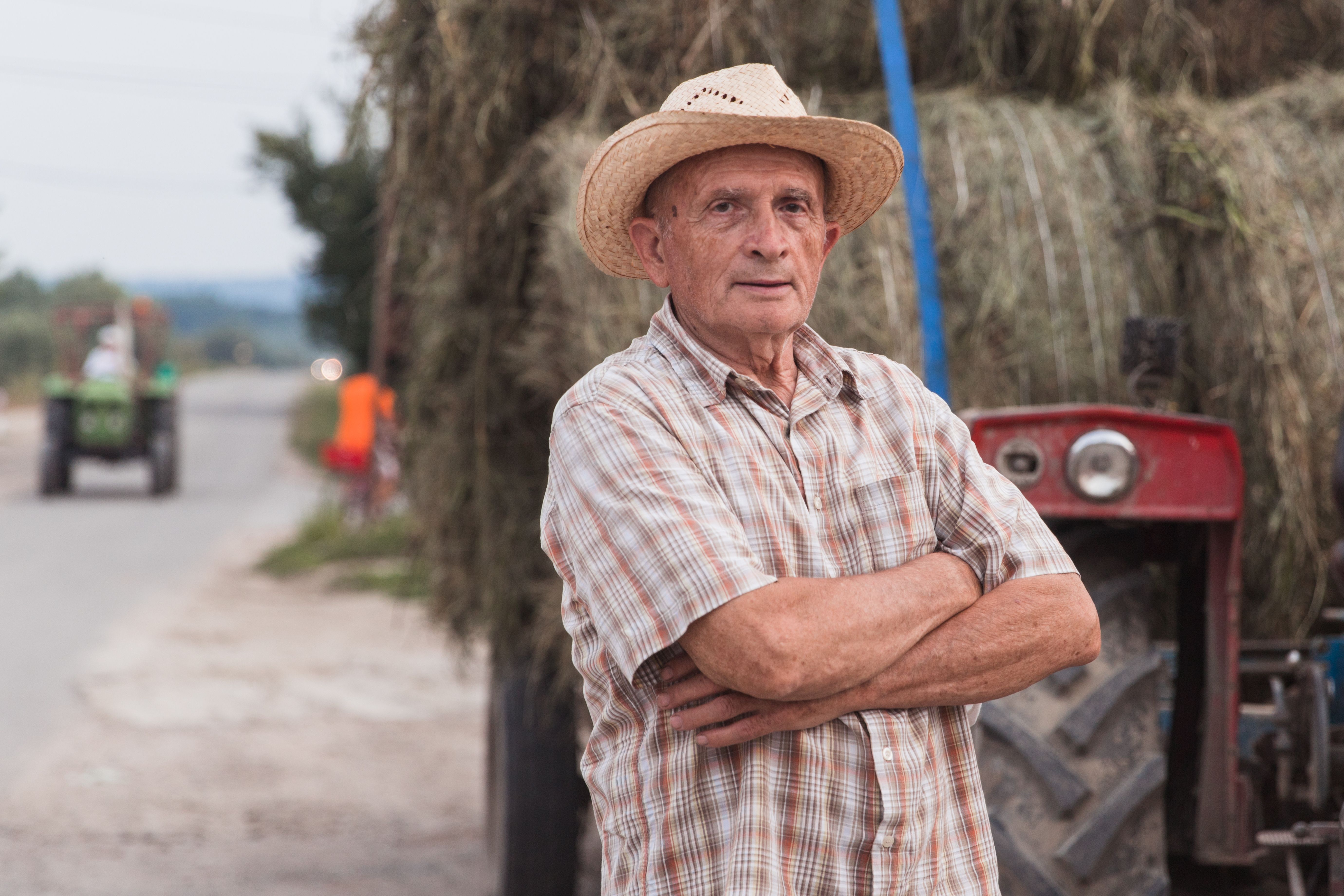 farmer selling hay