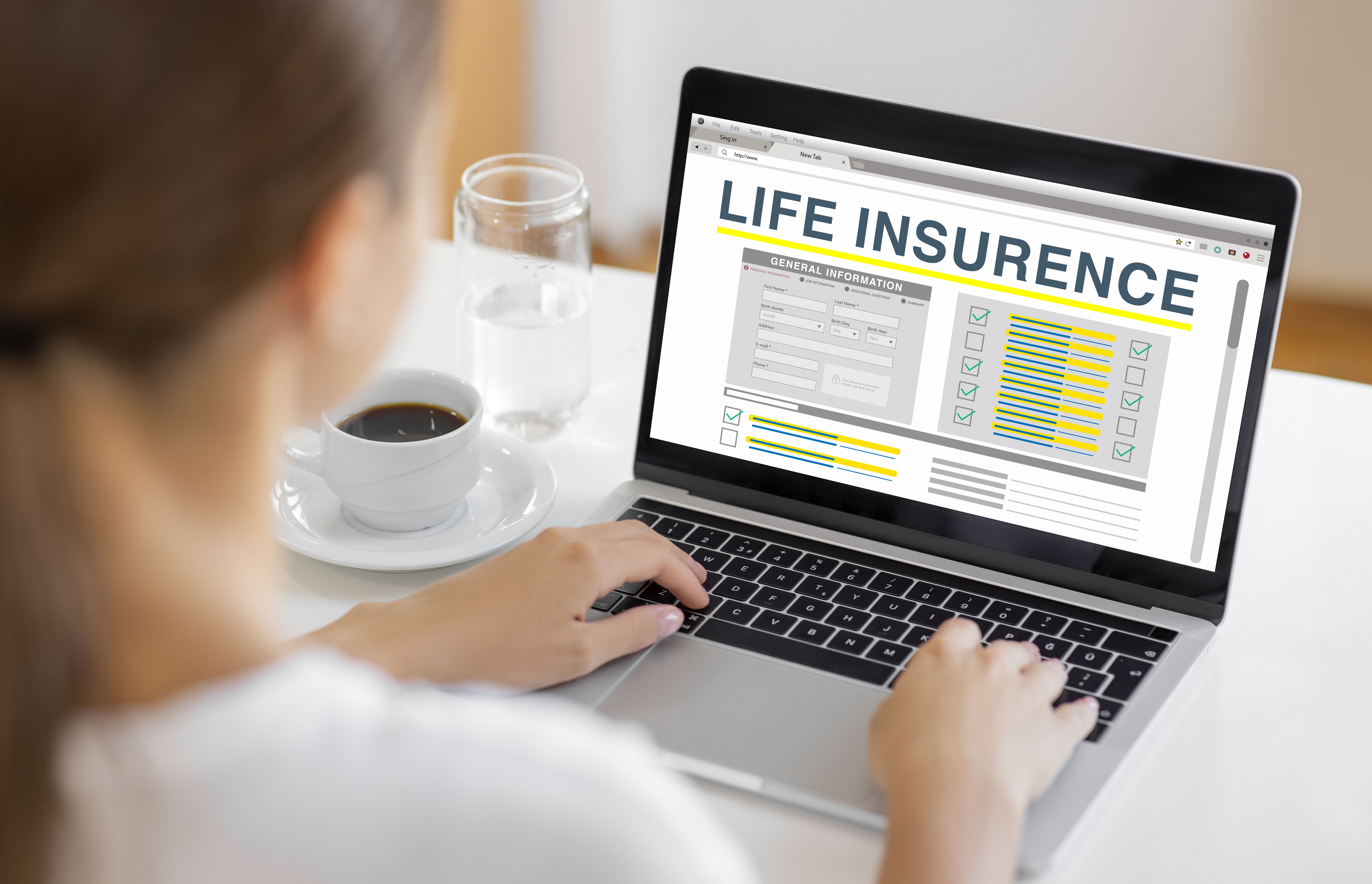 Life Insurance Application on Laptop Screen
