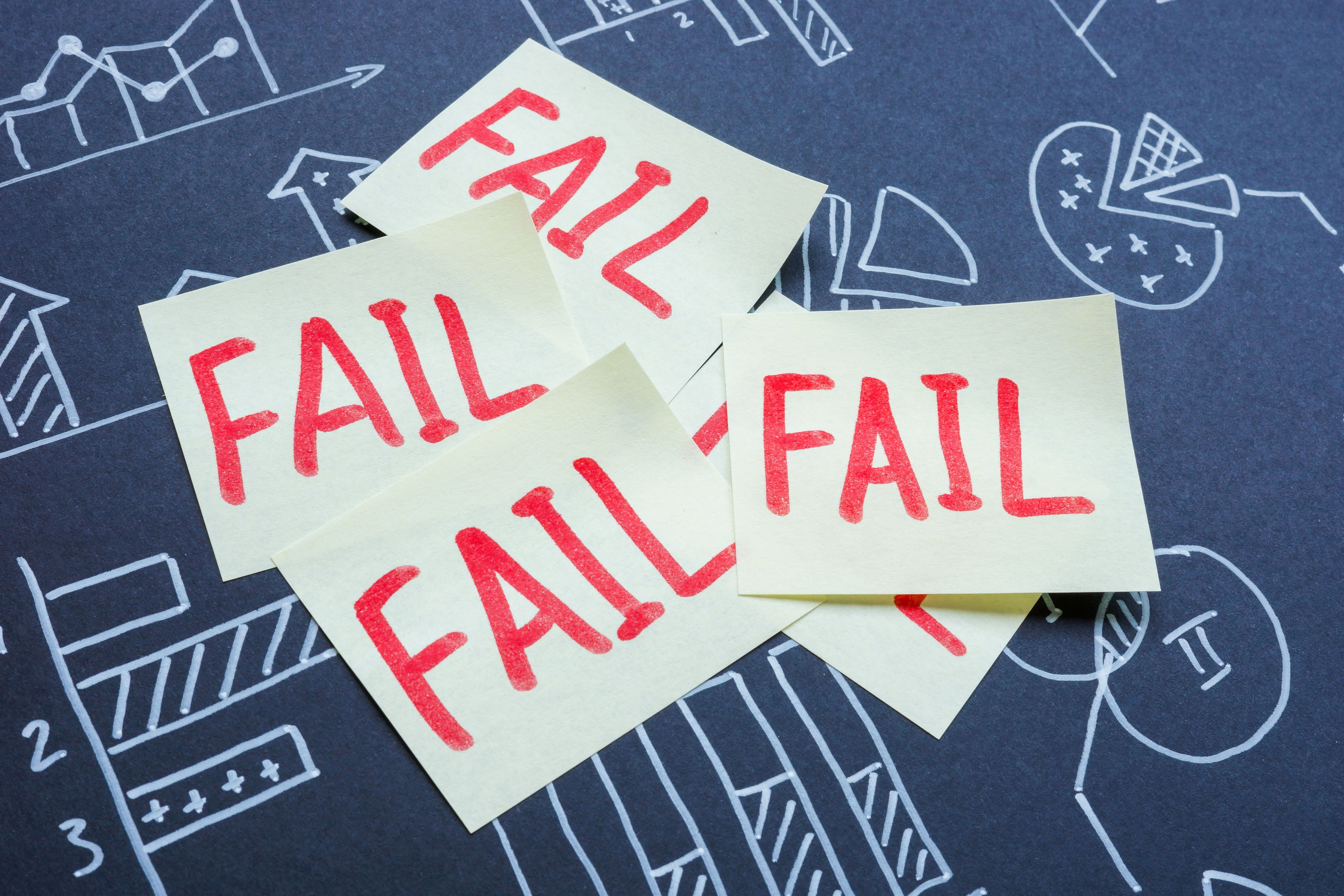 Business graphs with the word fail. Business graphs with the word fail.