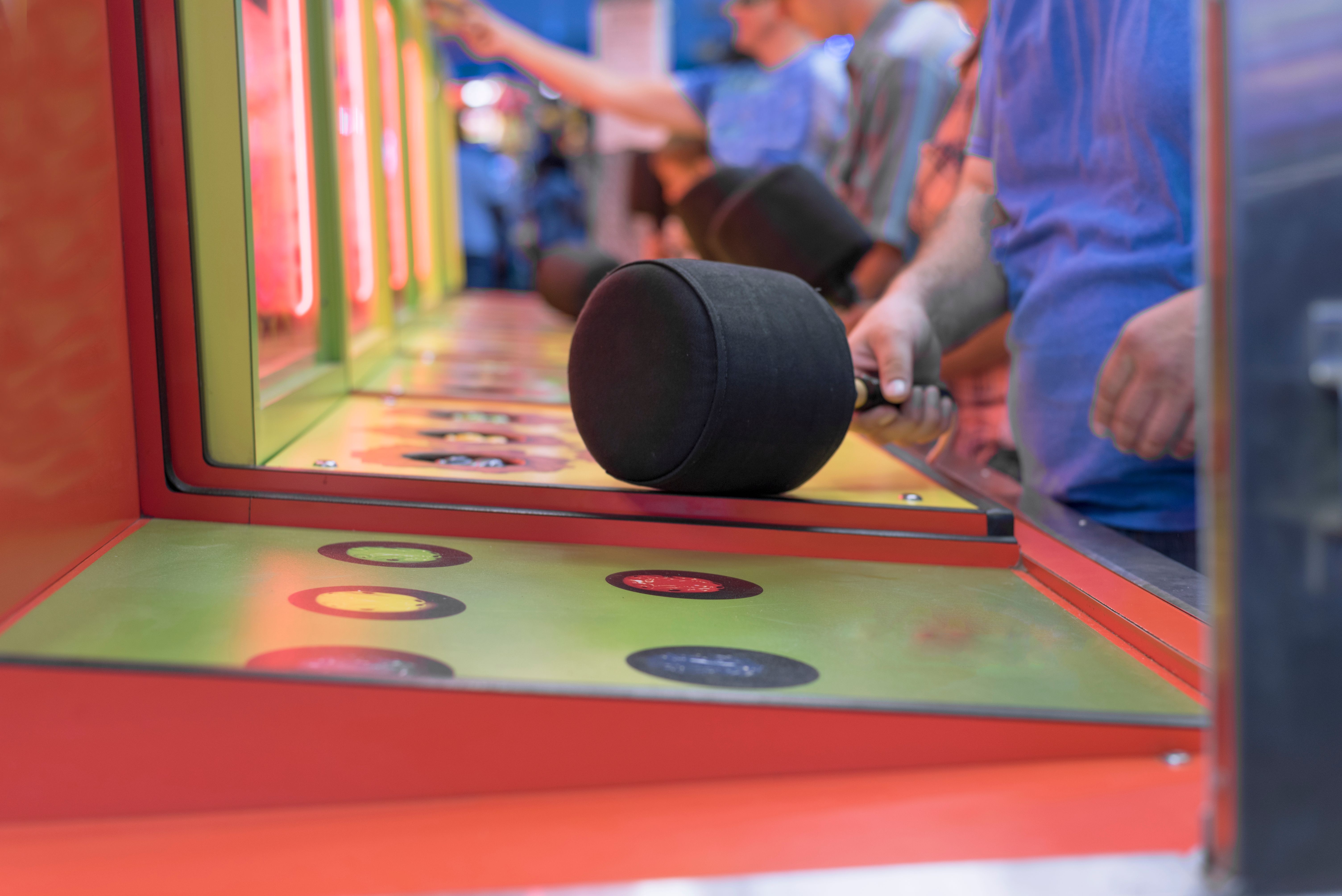 whack a mole game close up at state fair