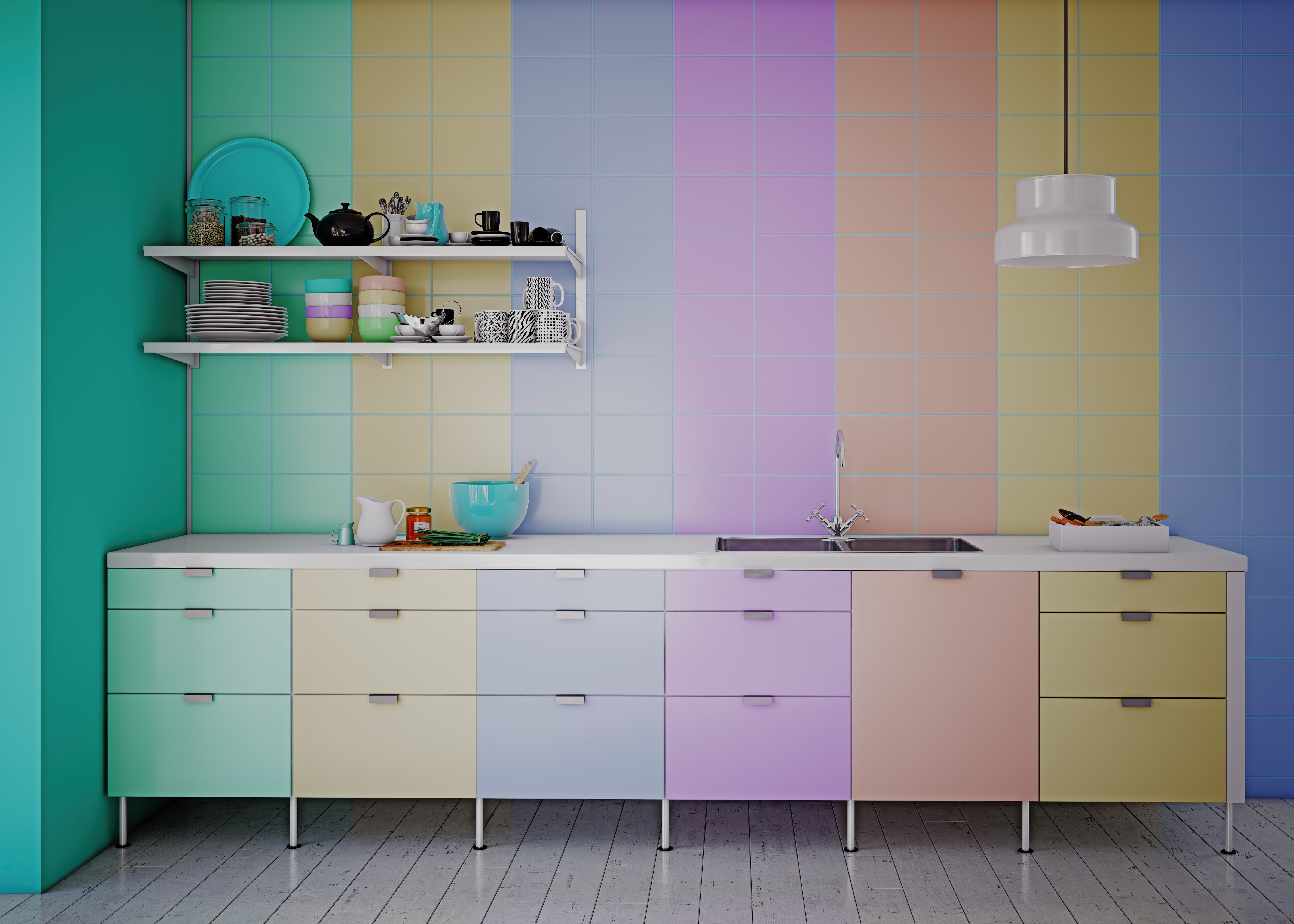 colorful kitchen cabinets