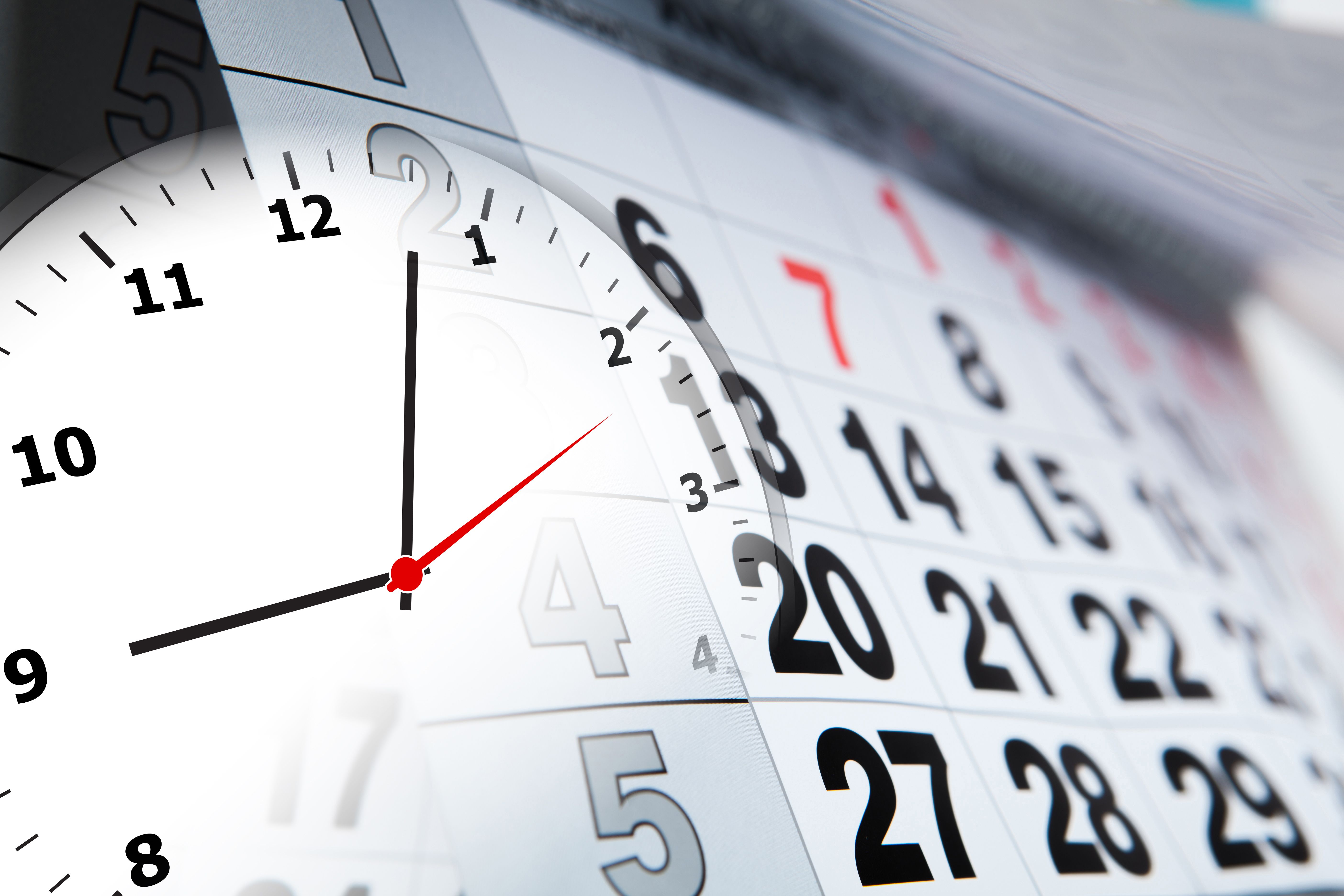 wall calendar with the number of days and clock wall calendar with the number of days and clock