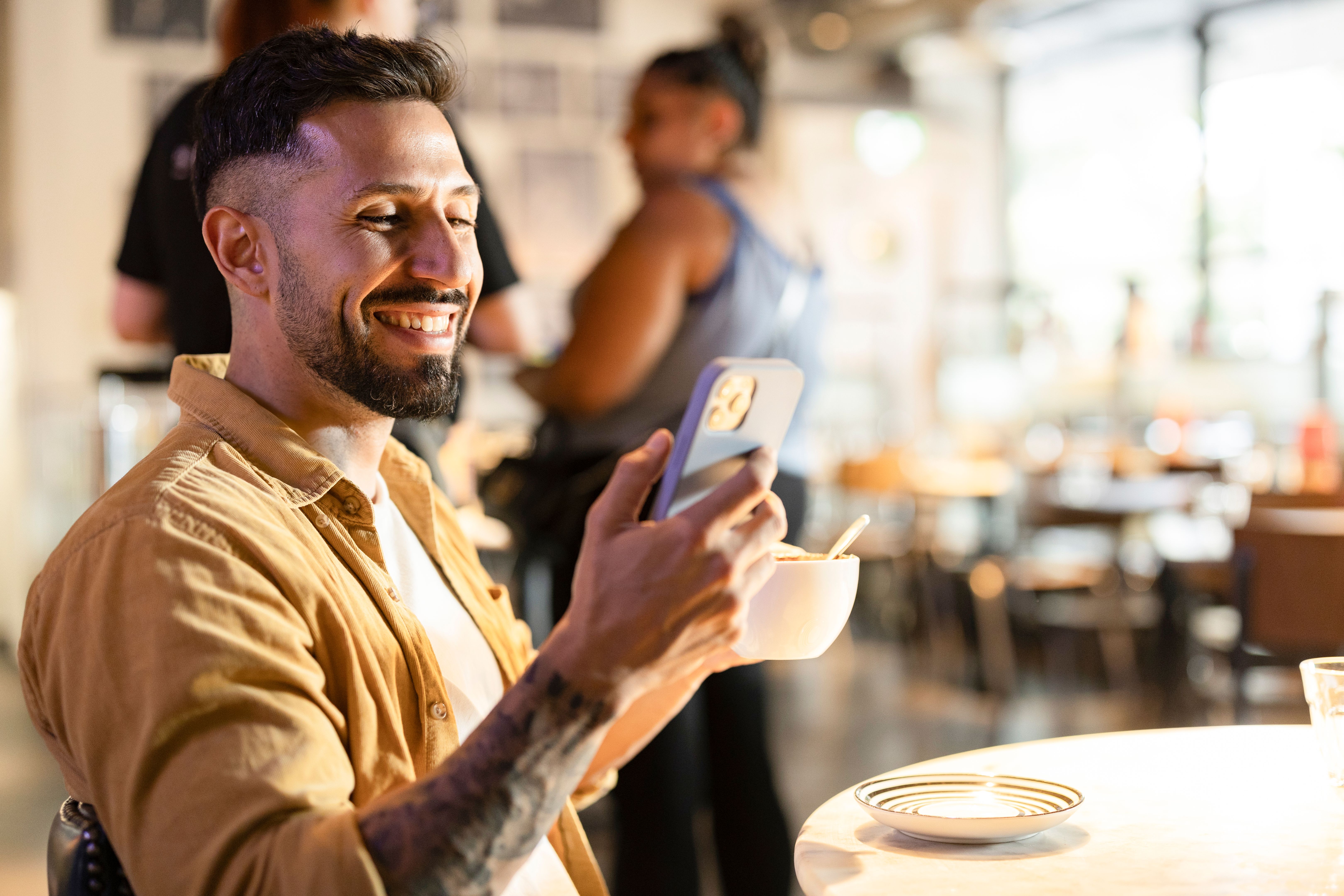 happy customer coffee