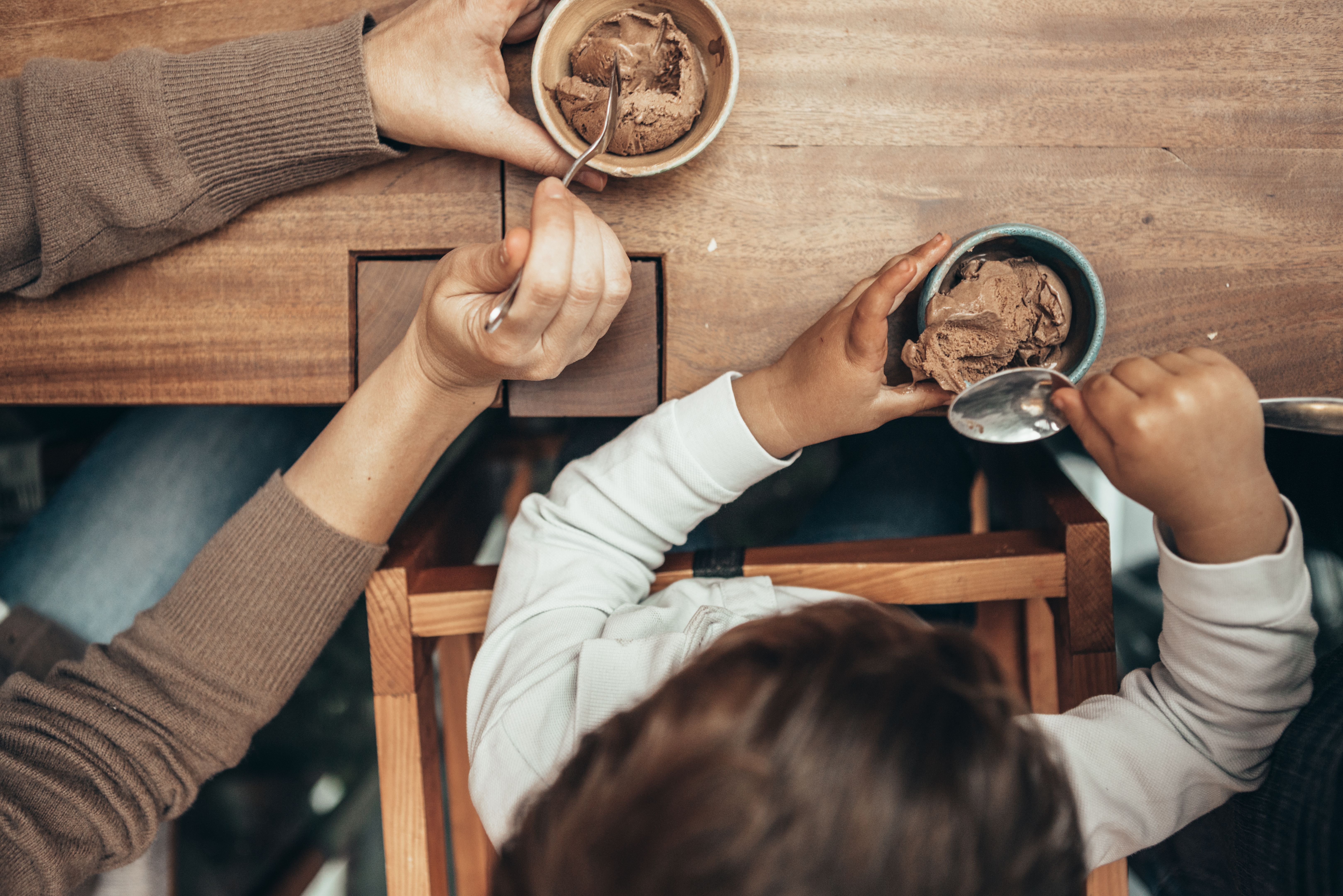 family enjoying ice cream