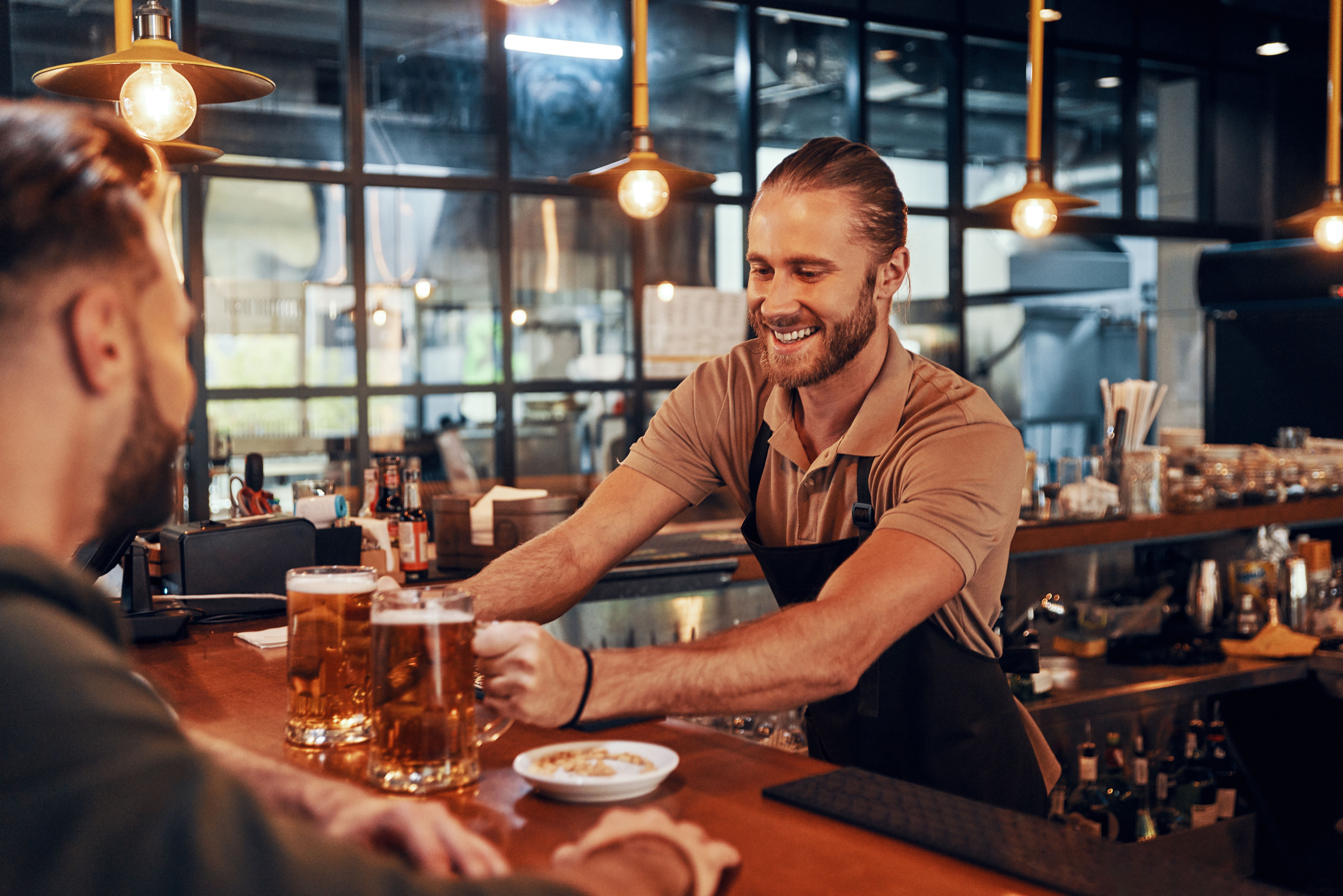 bartender serving guests
