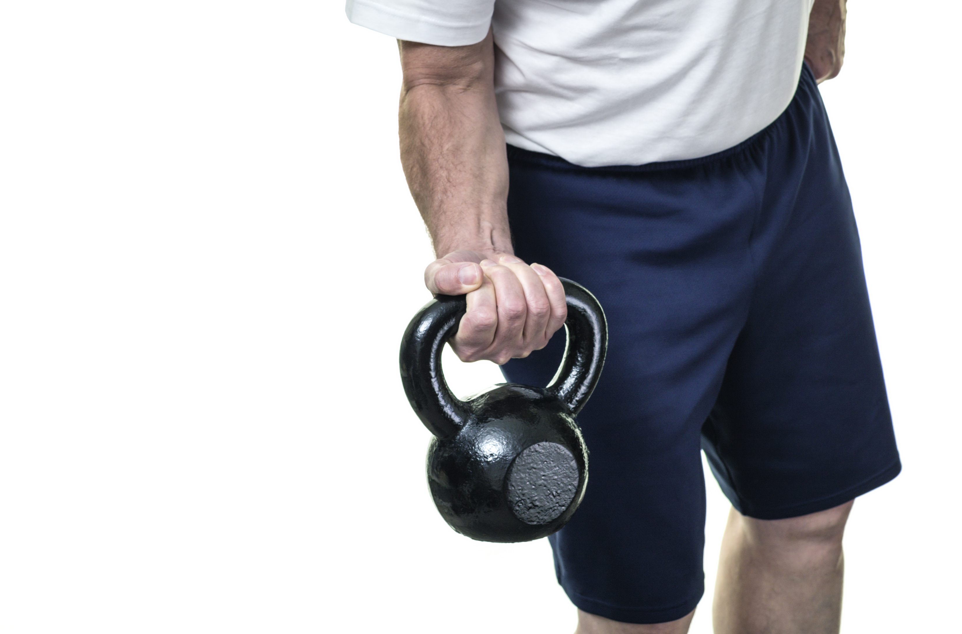 Senior Man Lifting Kettle Bell With Right Hand