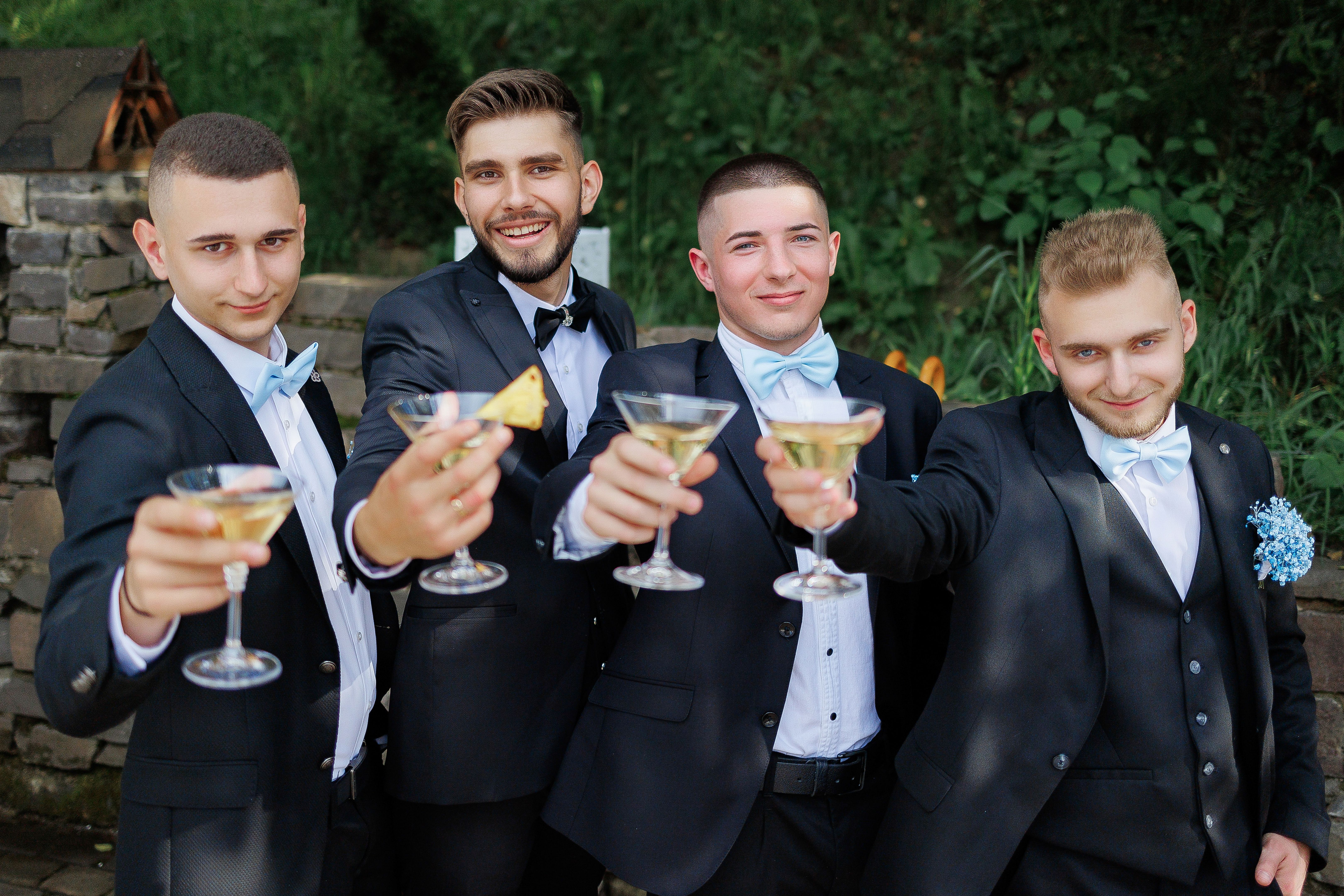 wedding guests laughing