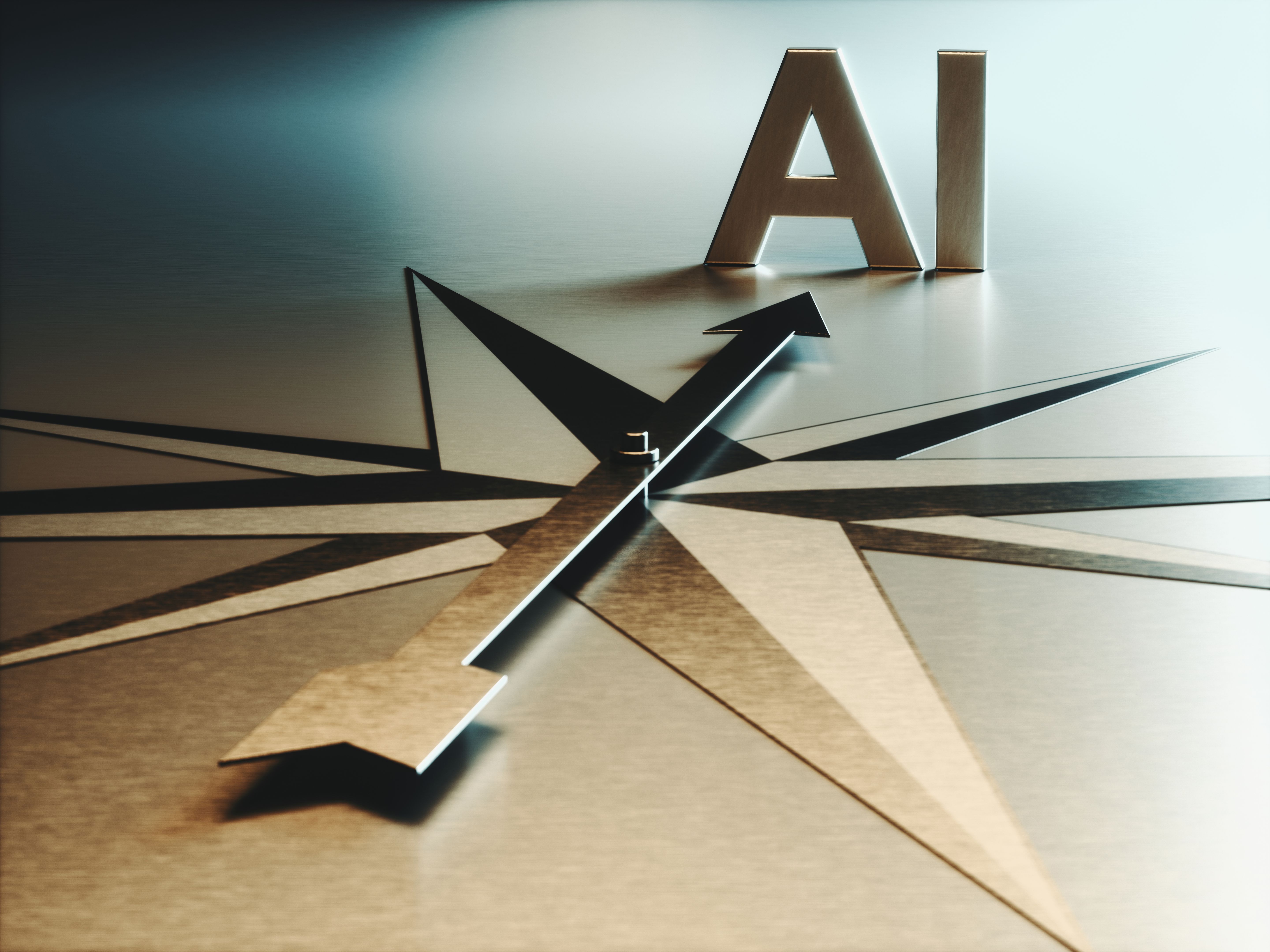 Arrow of A Compass Pointing AI text Arrow of A Compass Pointing AI text