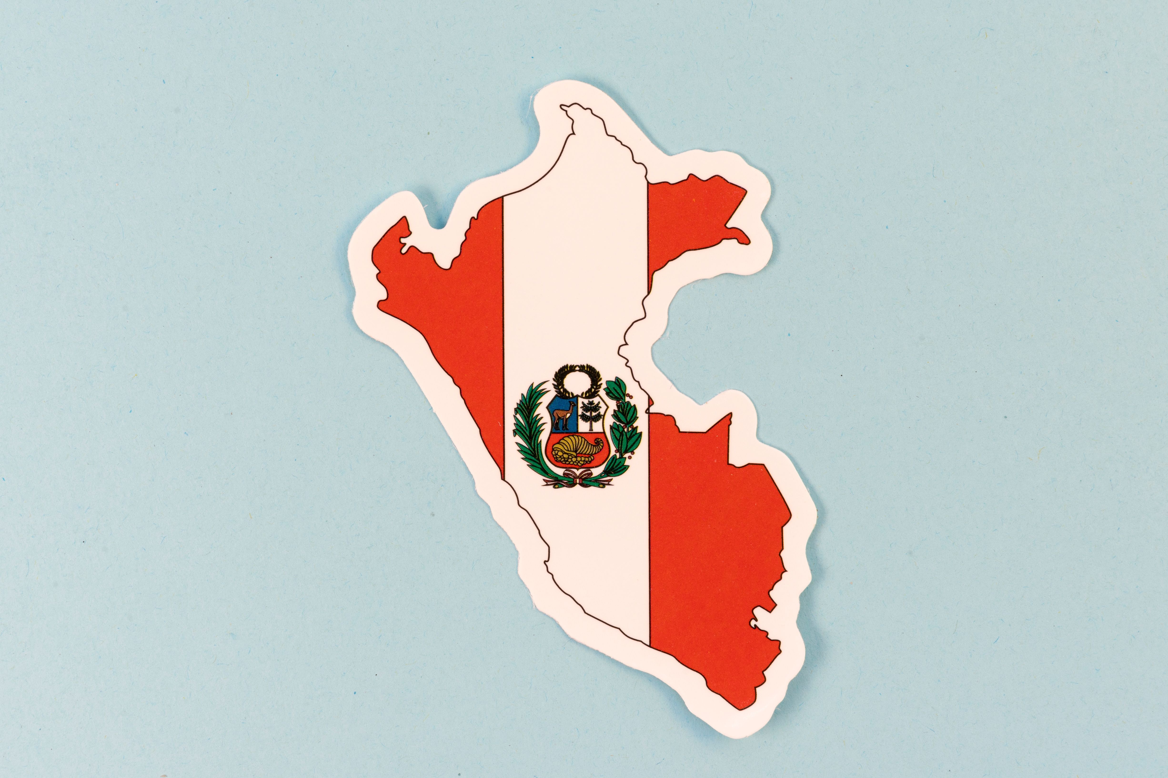 Peru Map Sticker on Light Blue Background