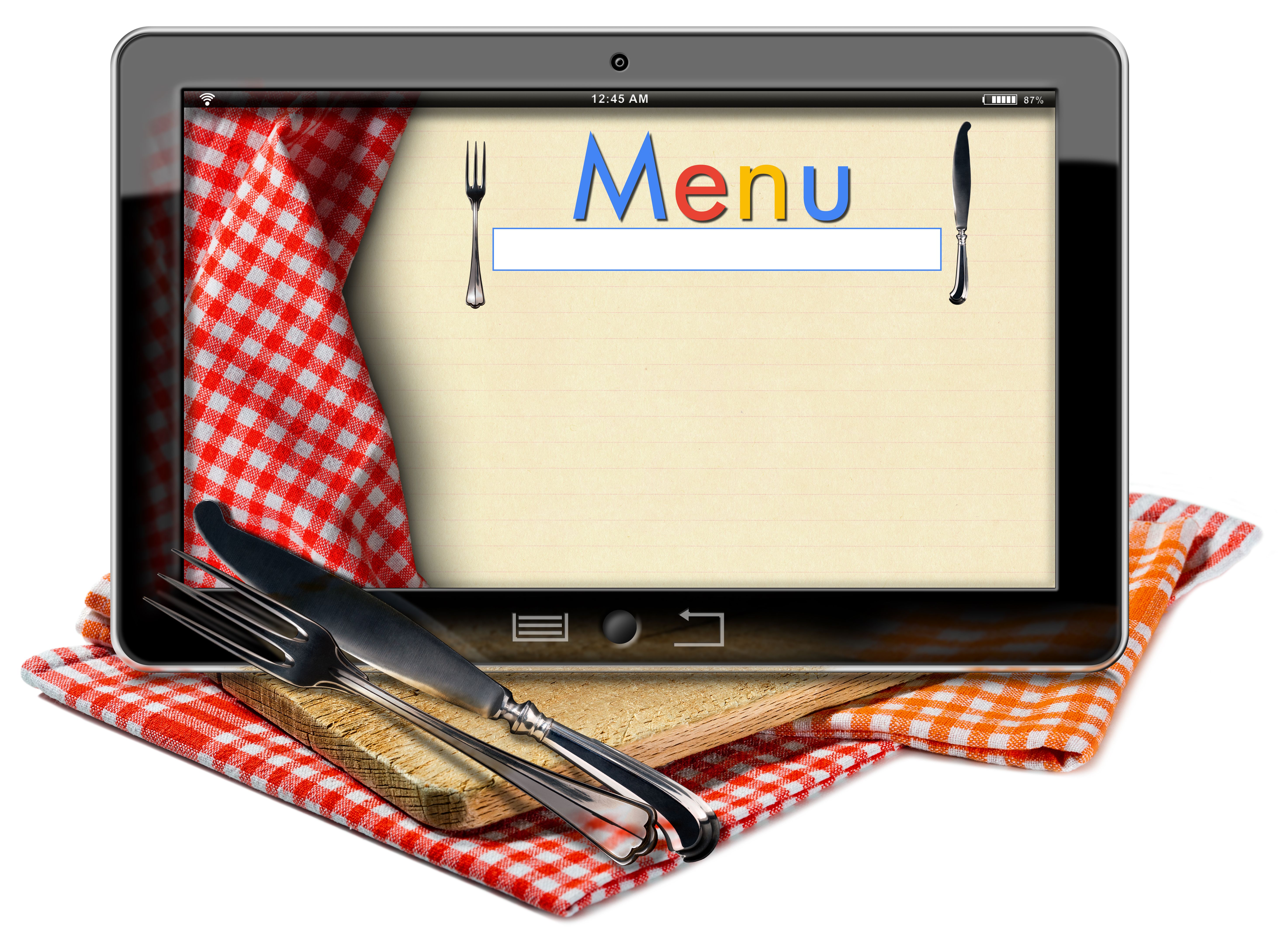 Menu du Restaurant de la tablette ordinateur