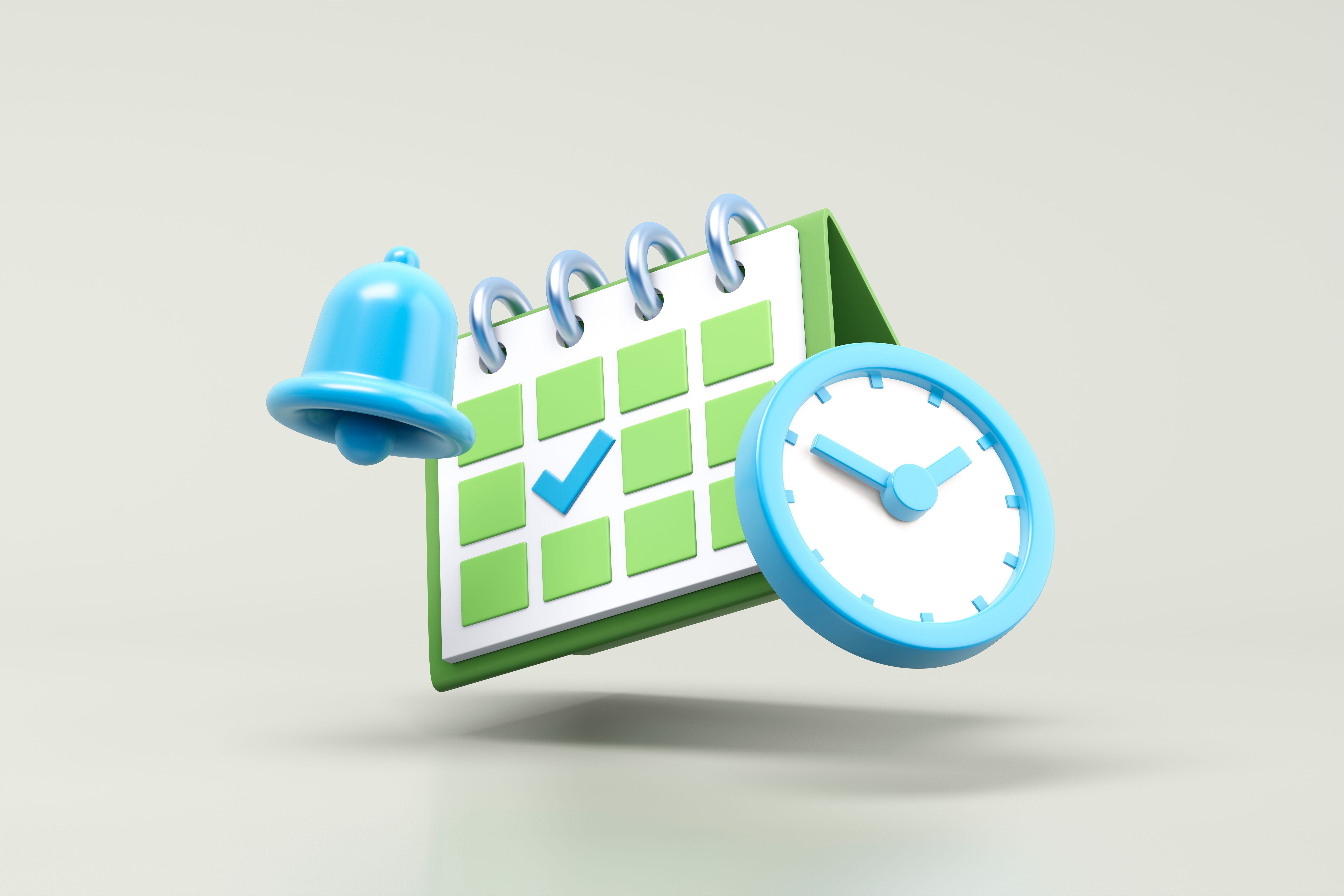 Calendar with clock and notification bell Calendar with clock and notification bell