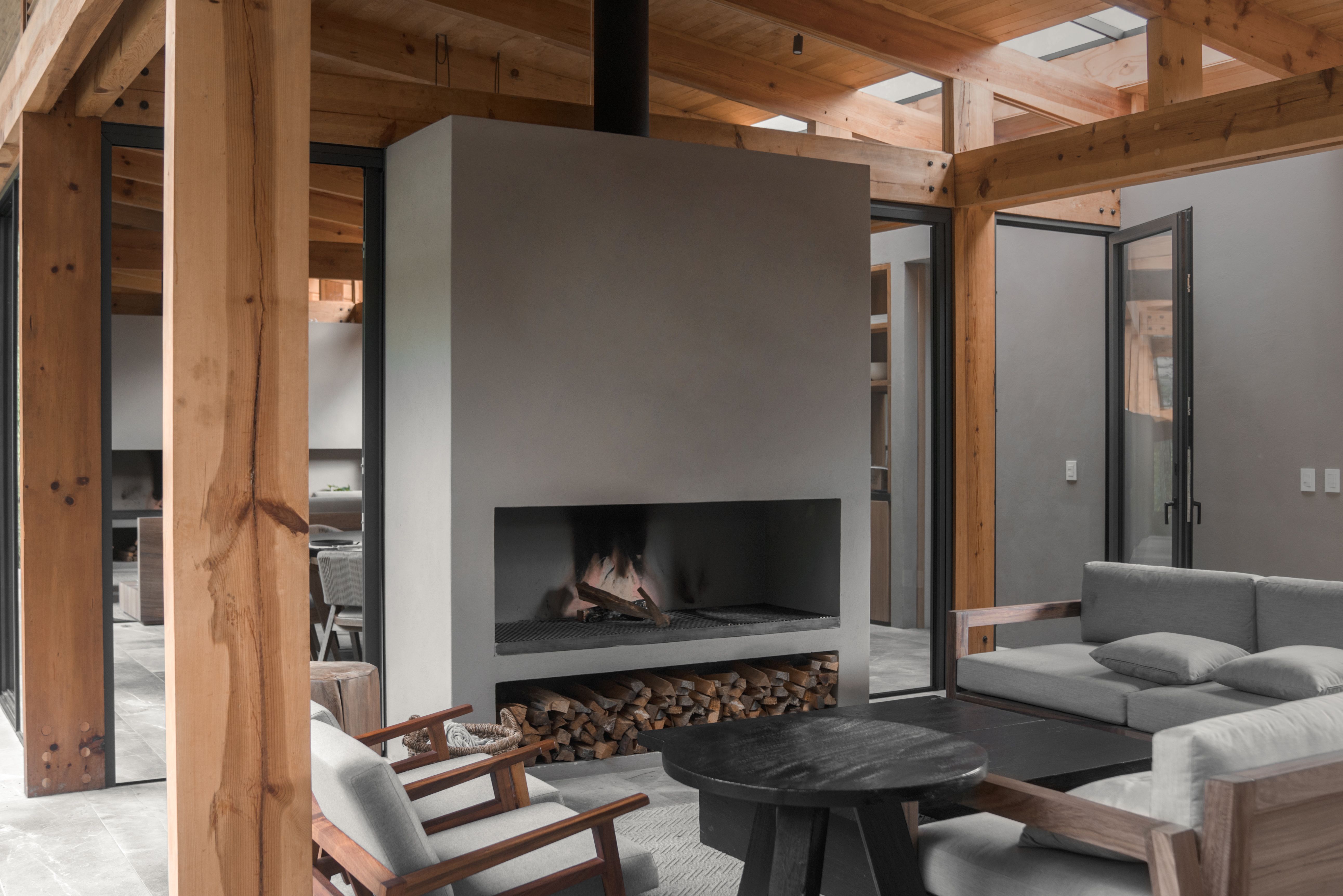 modern fireplace
