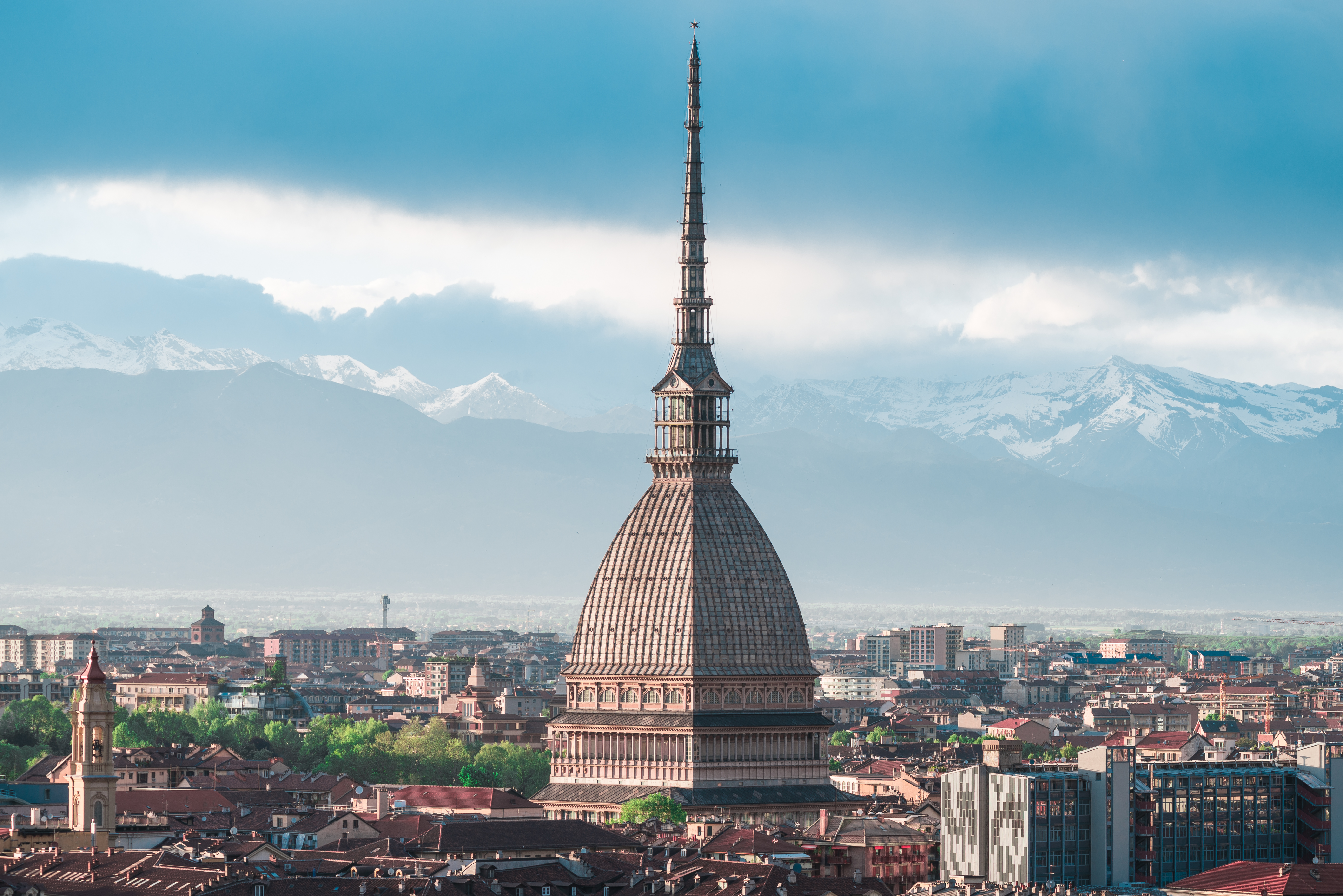 Cityscape of Torino (Turin, Italy) at sunset with storm clouds Cityscape of Torino (Turin, Italy) at sunset with storm clouds