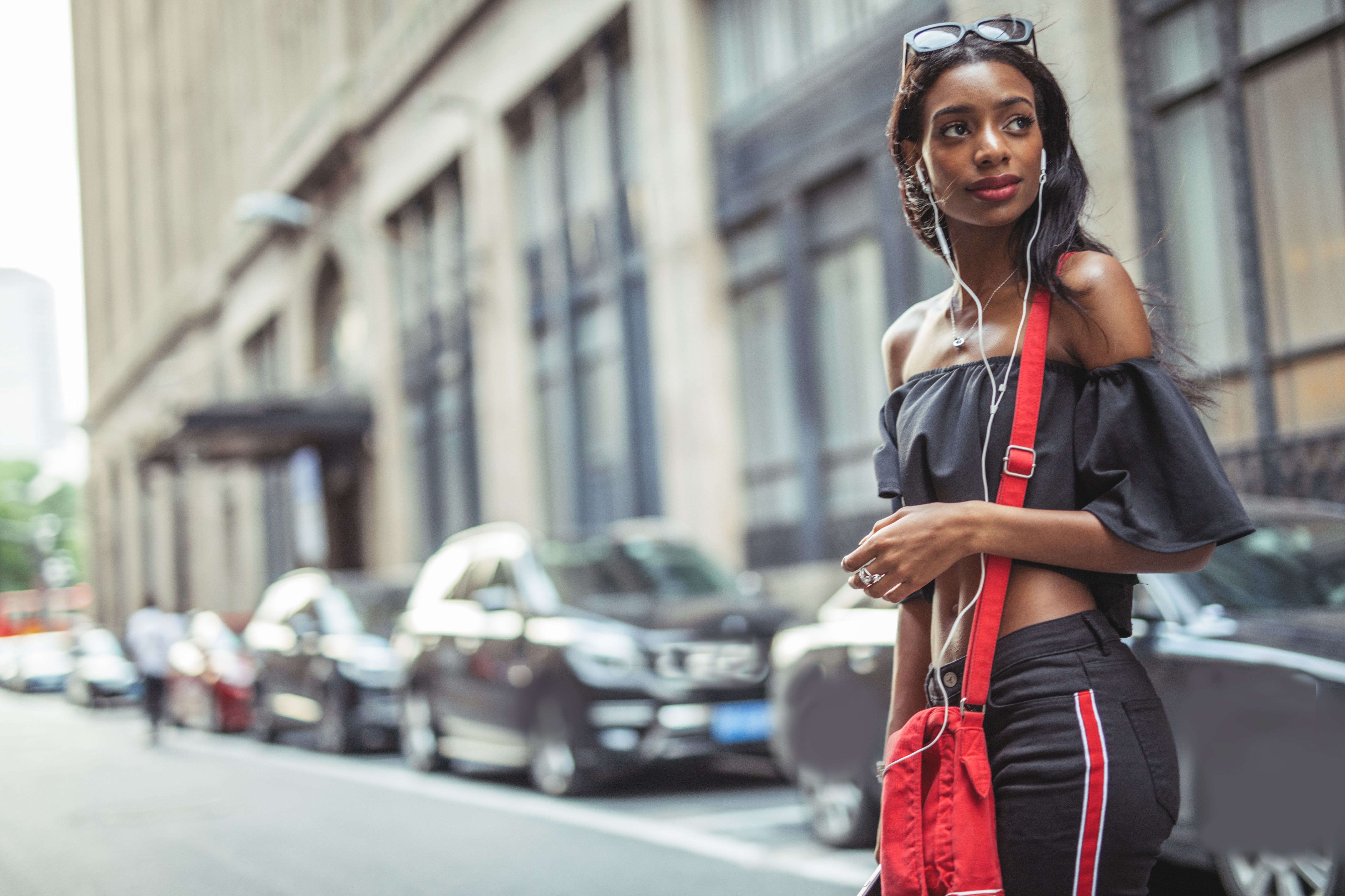 Modern black lady on the street