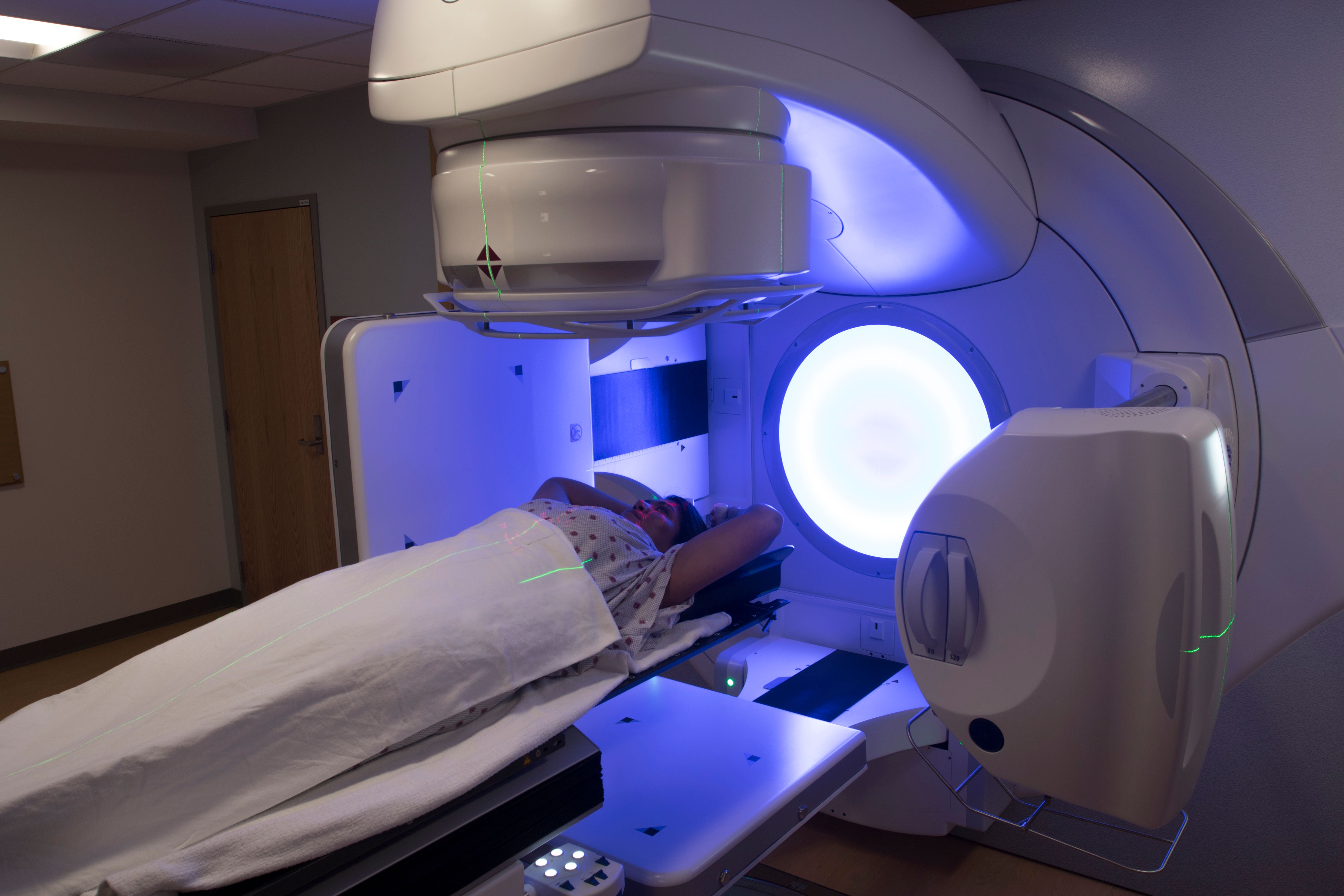 Woman Receiving Radiation Therapy Treatments for Breast Cancer Woman Receiving Radiation Therapy Treatments for Breast Cancer
