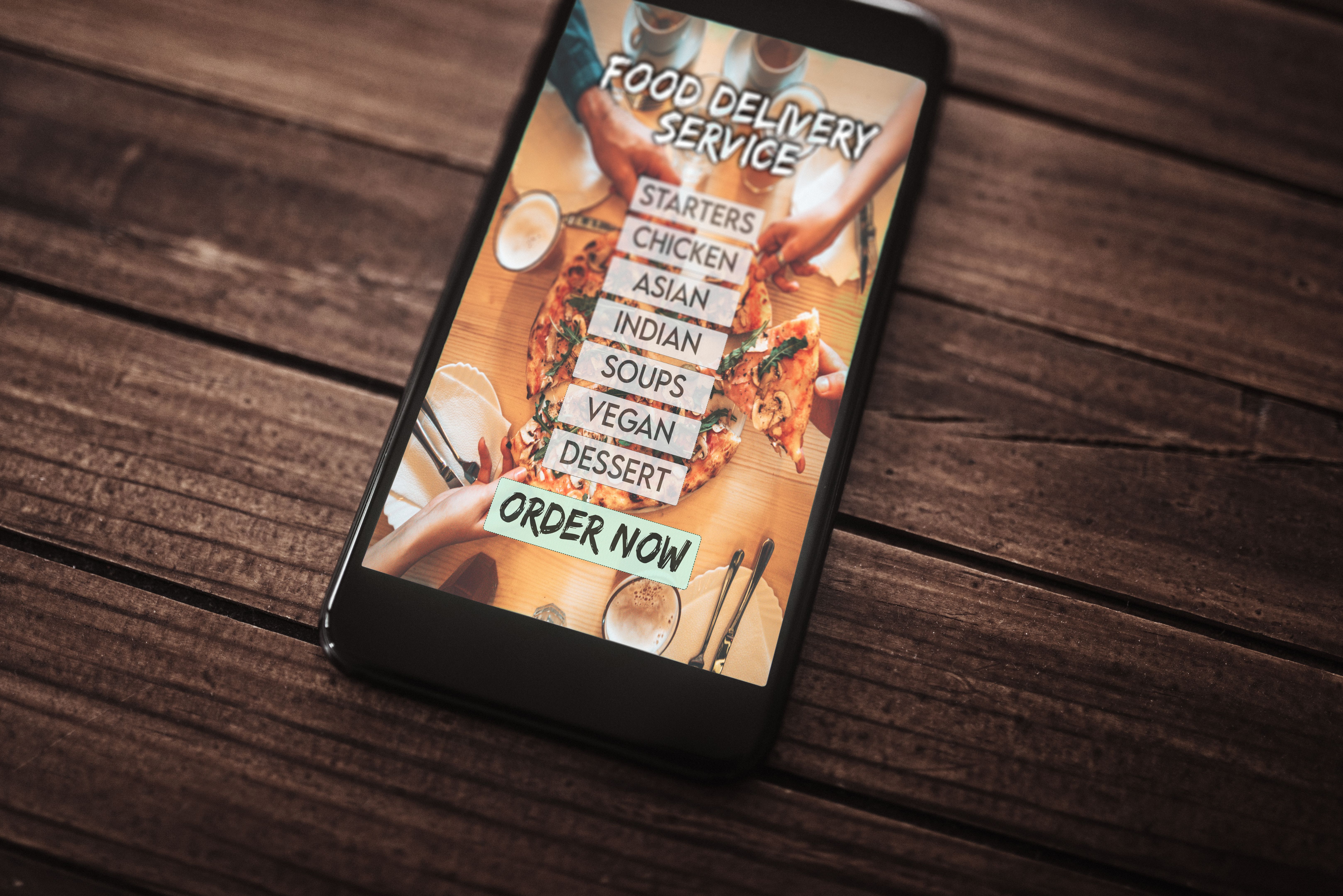 application de service de livraison de nourriture sur le smartphone