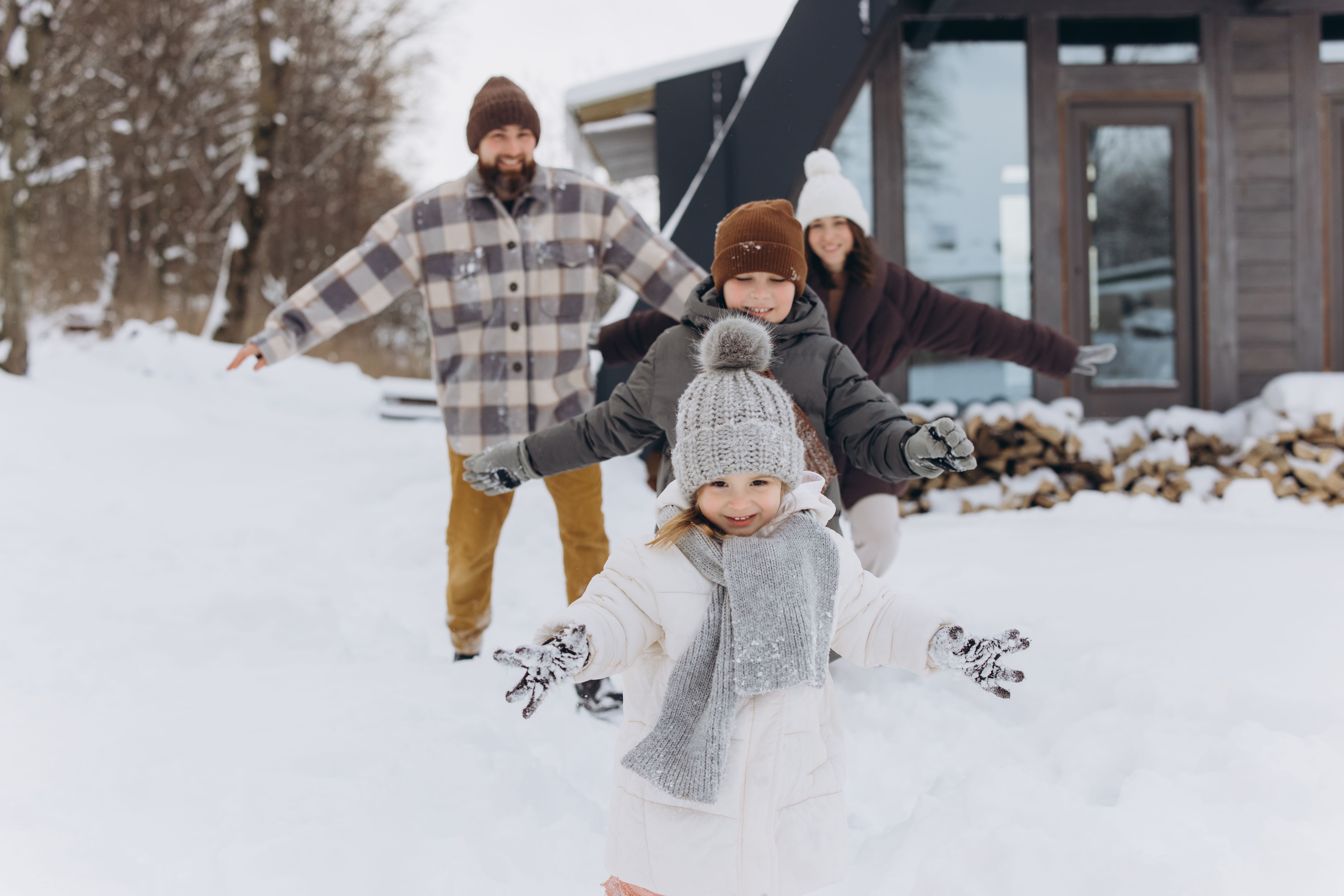 children playing snow
