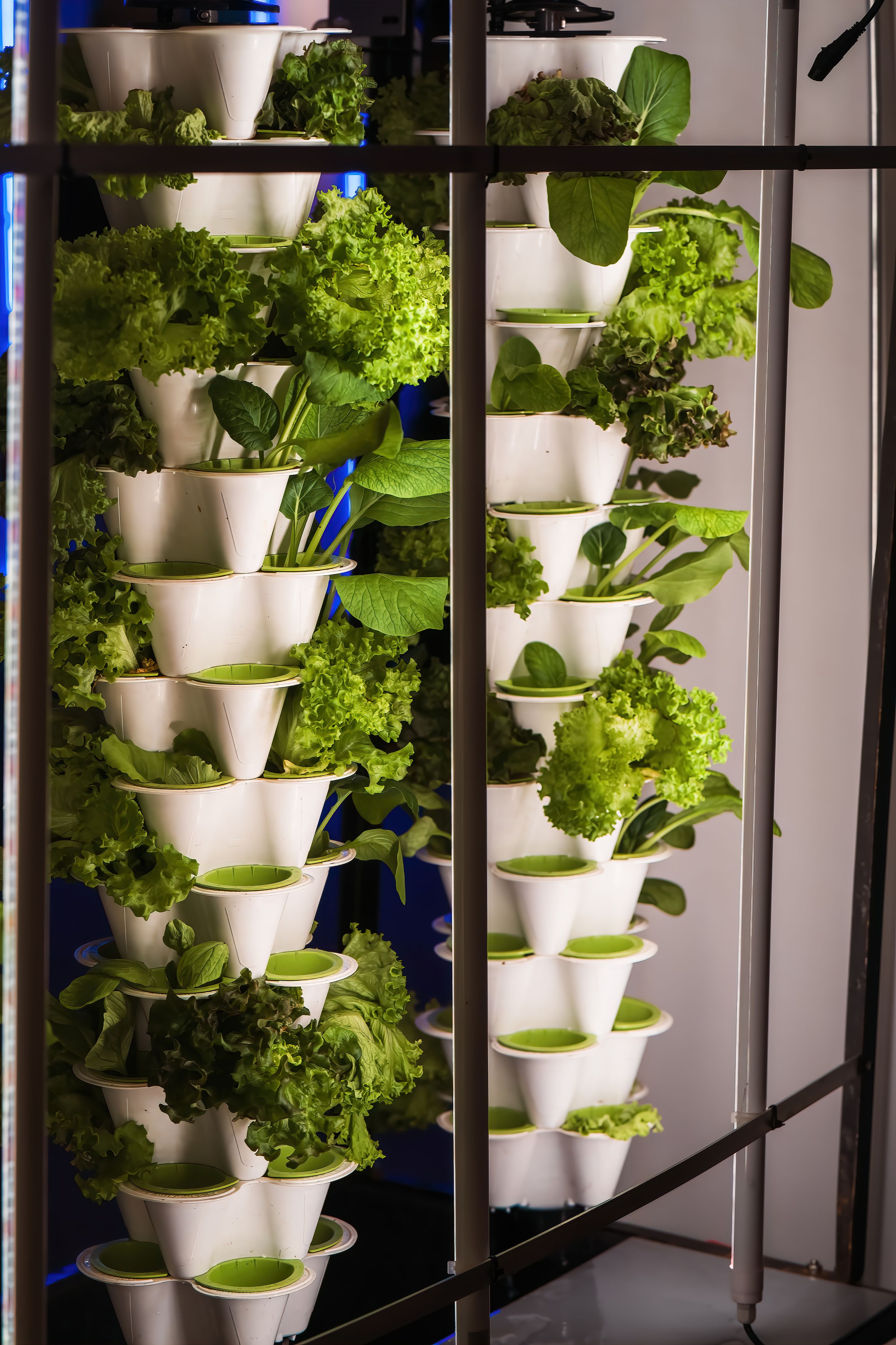 hydroponic gardens that are vertical and towering that use pipes
