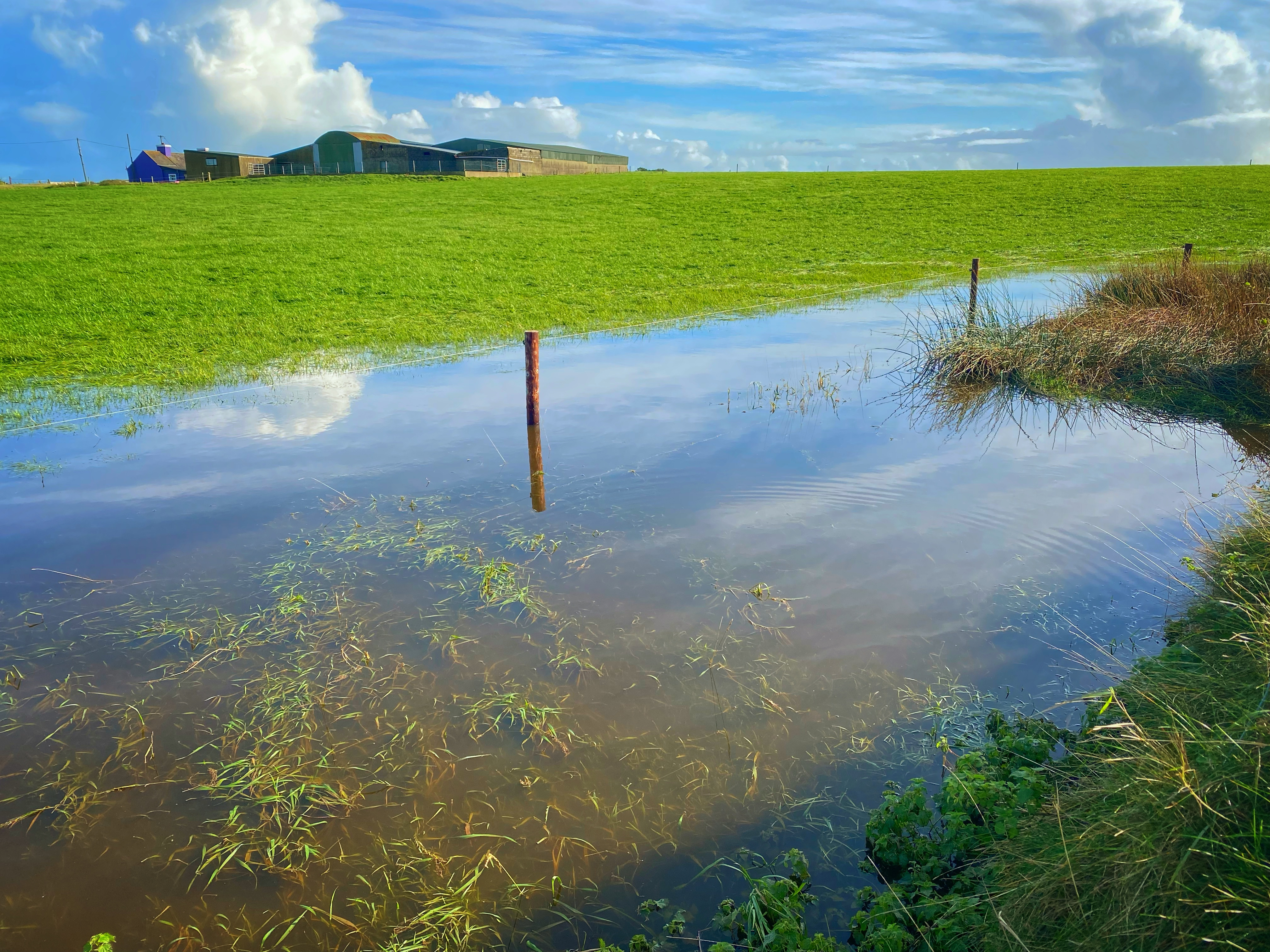 Flooded farmland due to heavy autumn rainfall