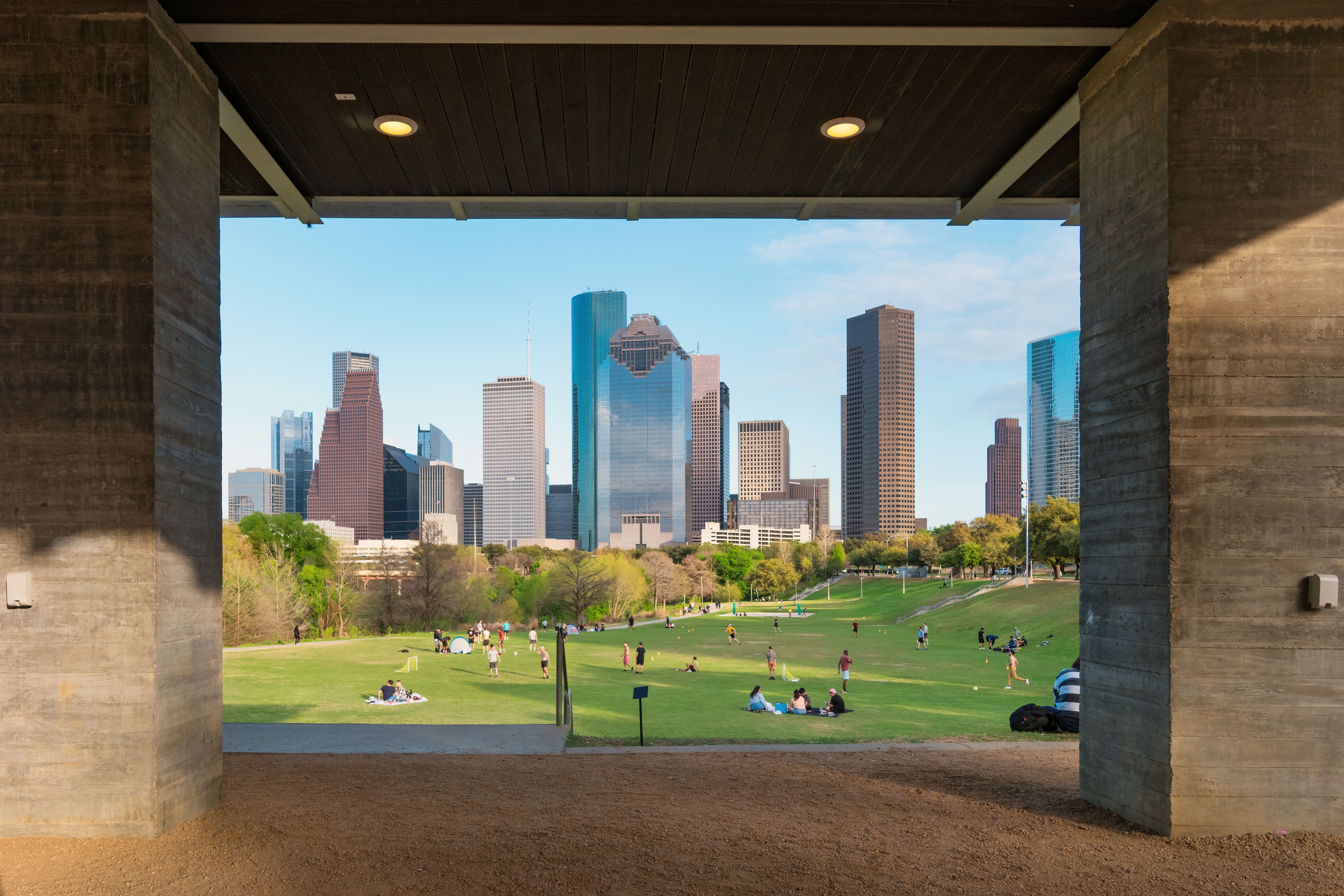Houston Skyline Texas USA Buffalo Bayou Park