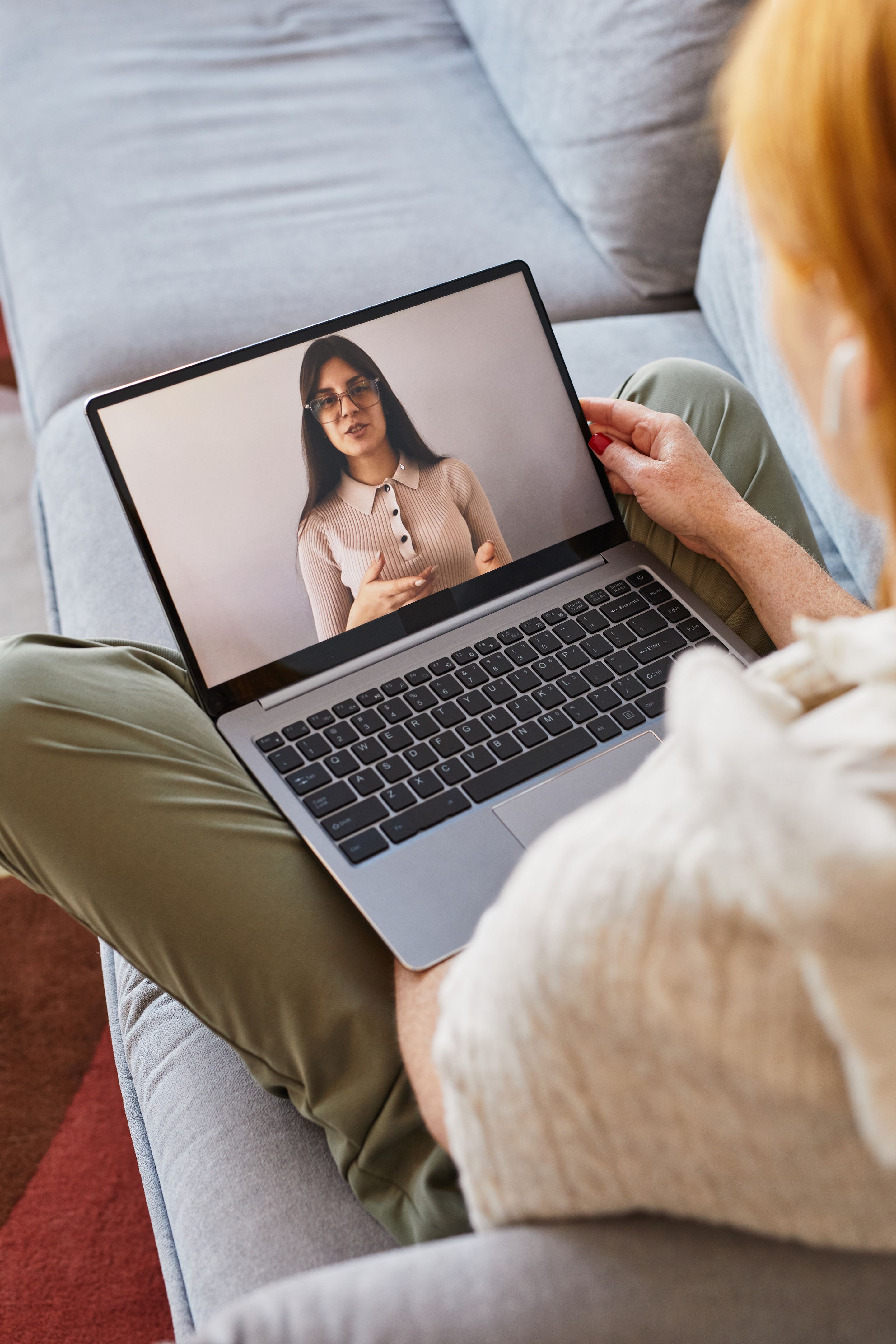 Woman Watching Video Lessons