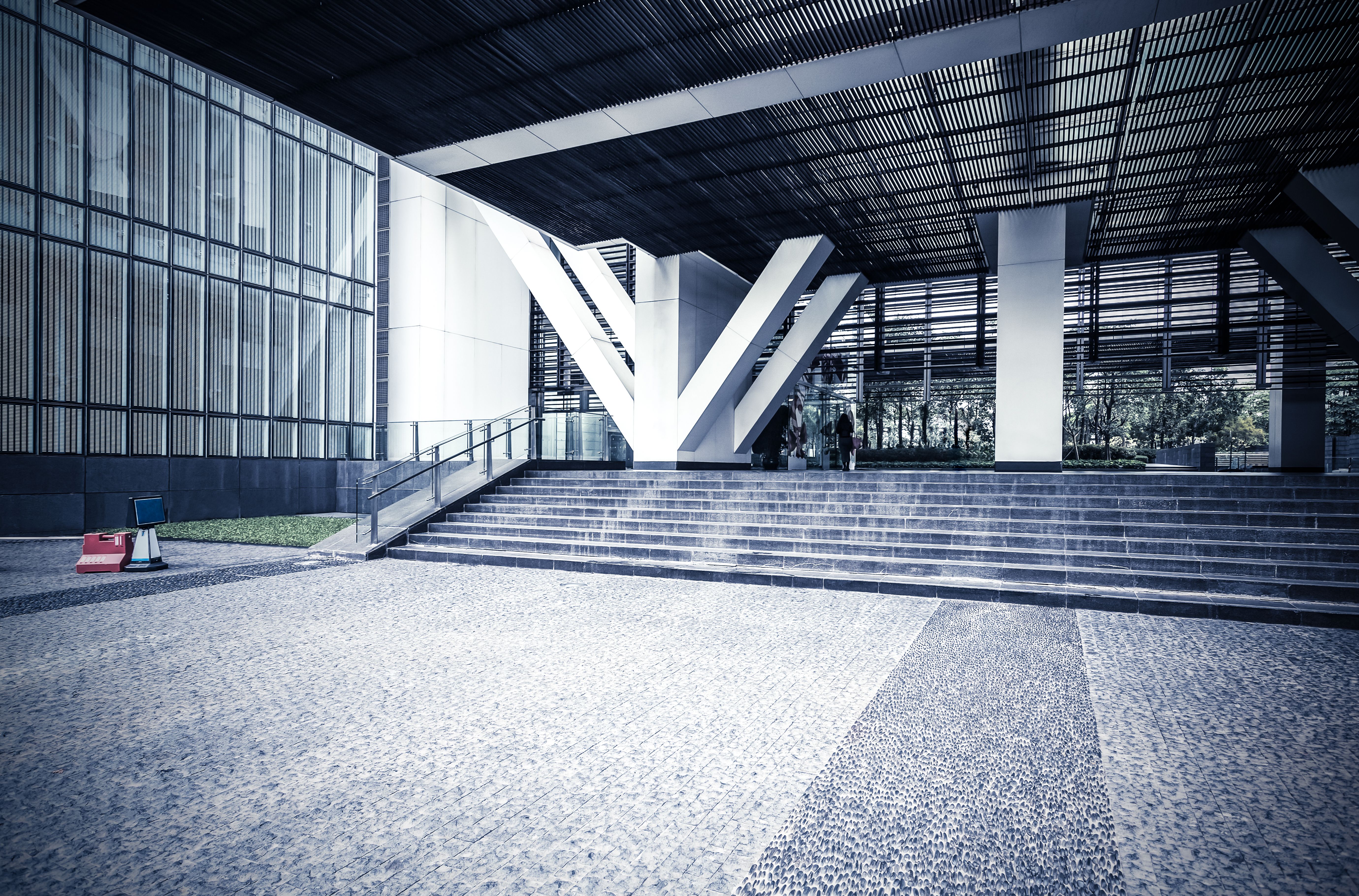 Modern office building entrance