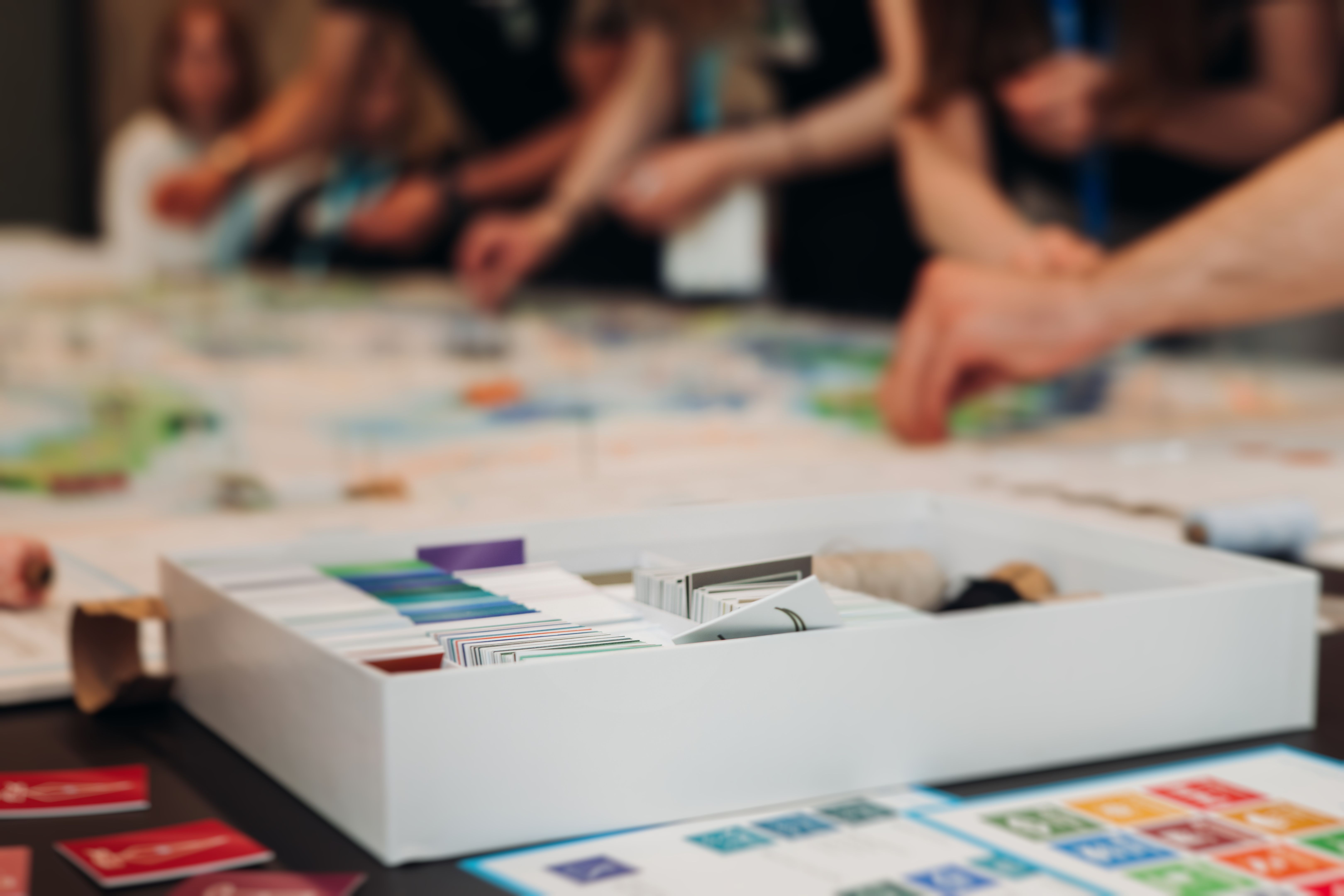 children playing board games